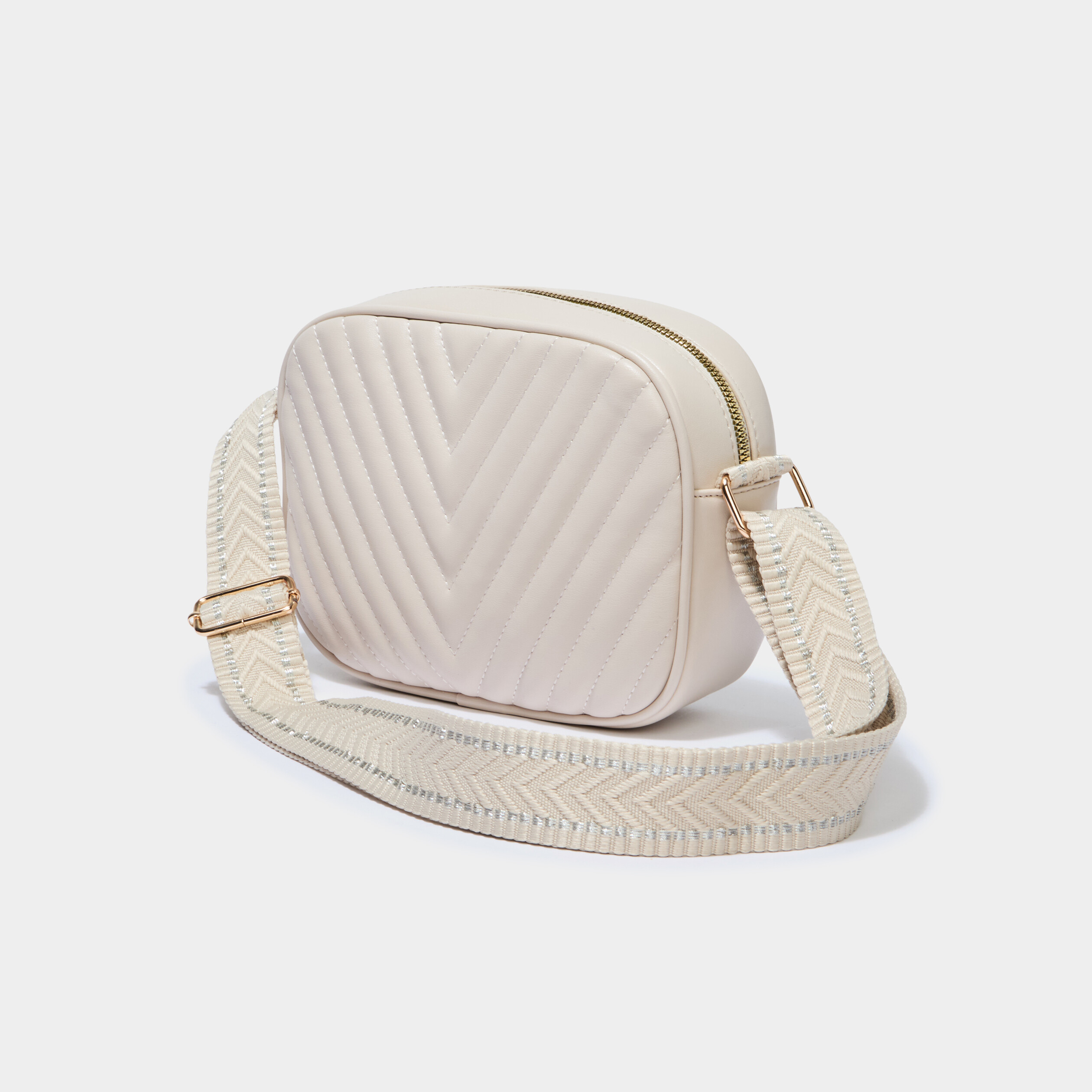 Sac bandouli&egrave;re matelass&eacute; ivoire femme