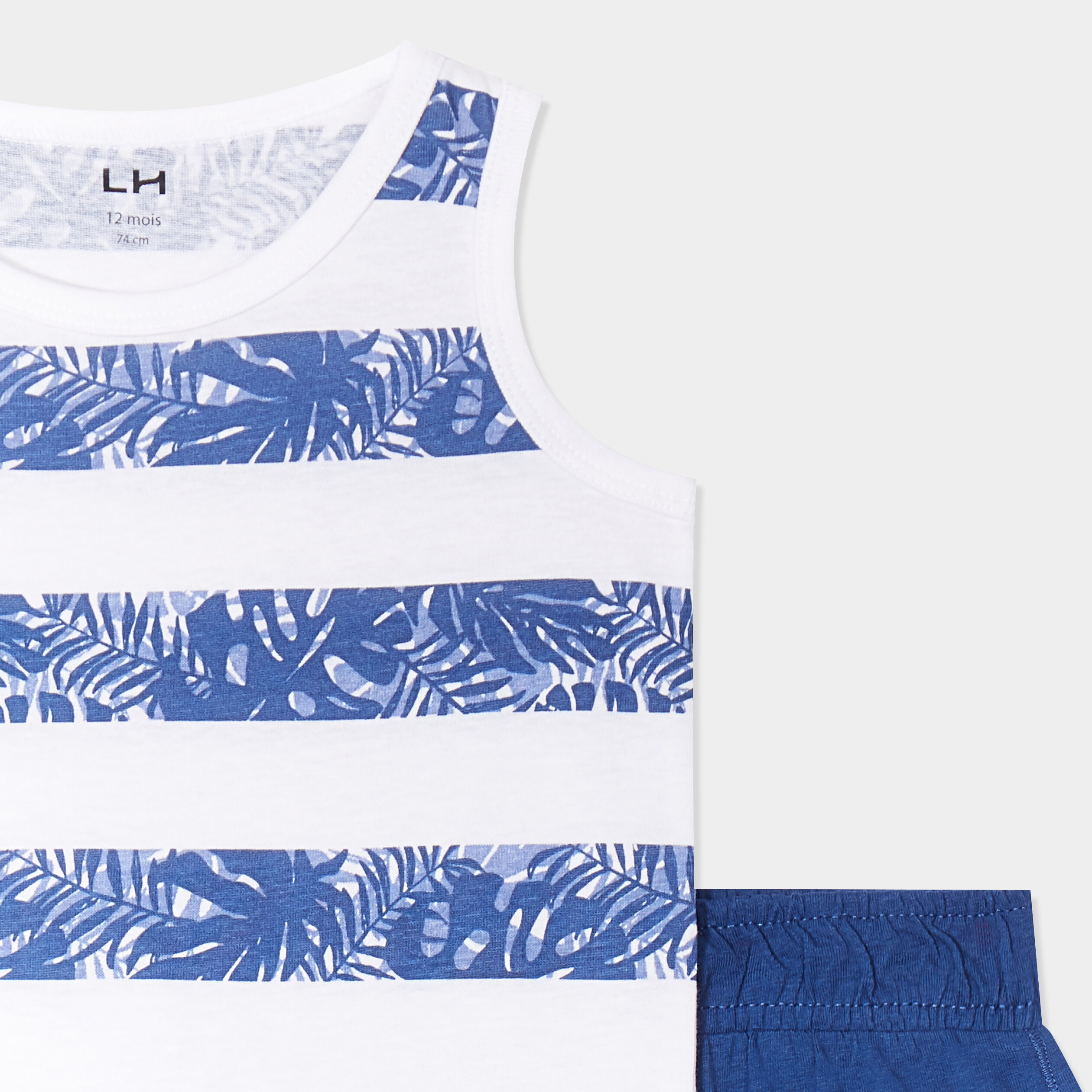 ensemble 2 pieces debardeur short coton bleu marine bebeg Ensemble 2 pièces débardeur short coton bleu marine bébé garçon