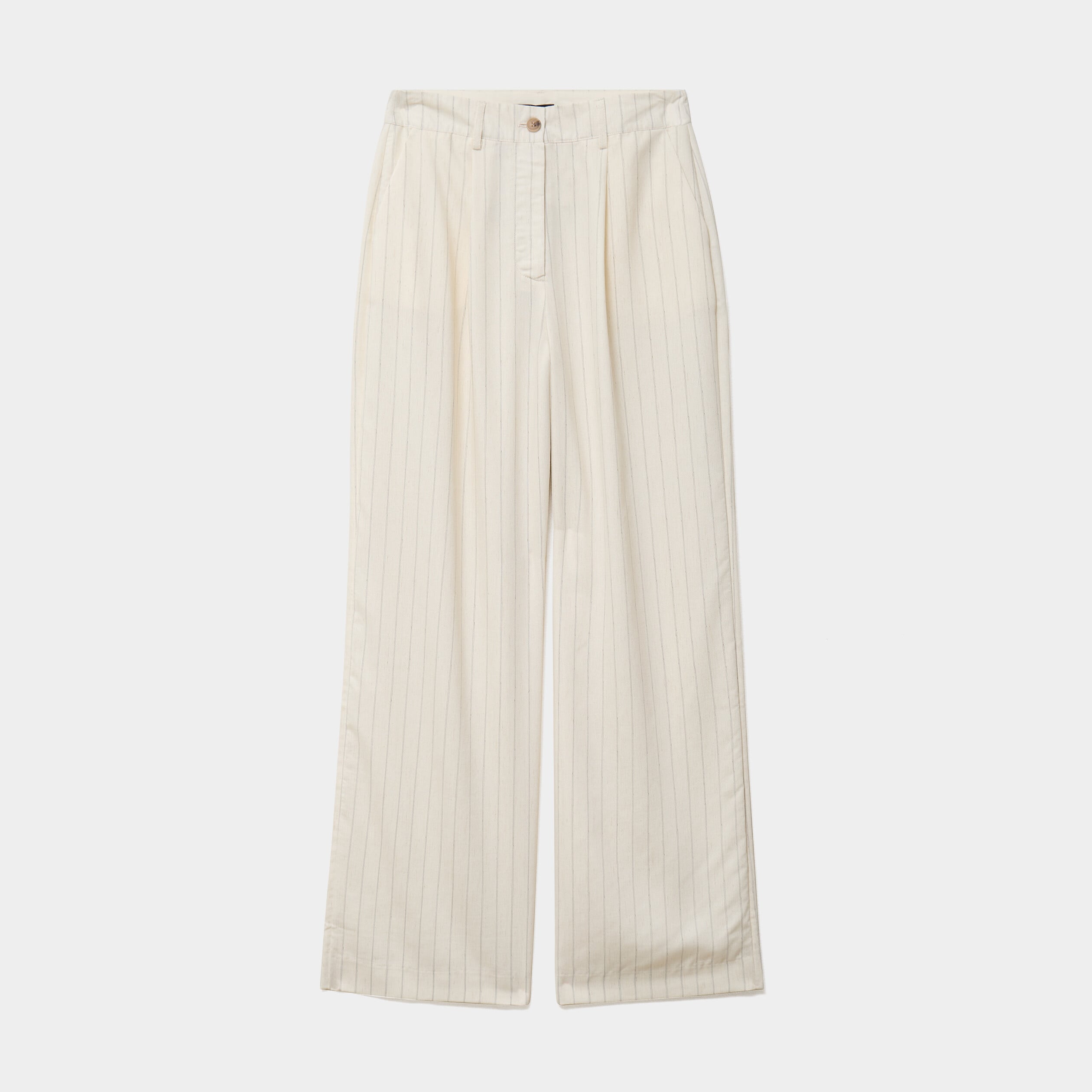 Pantalon large avec pinces ecru femme