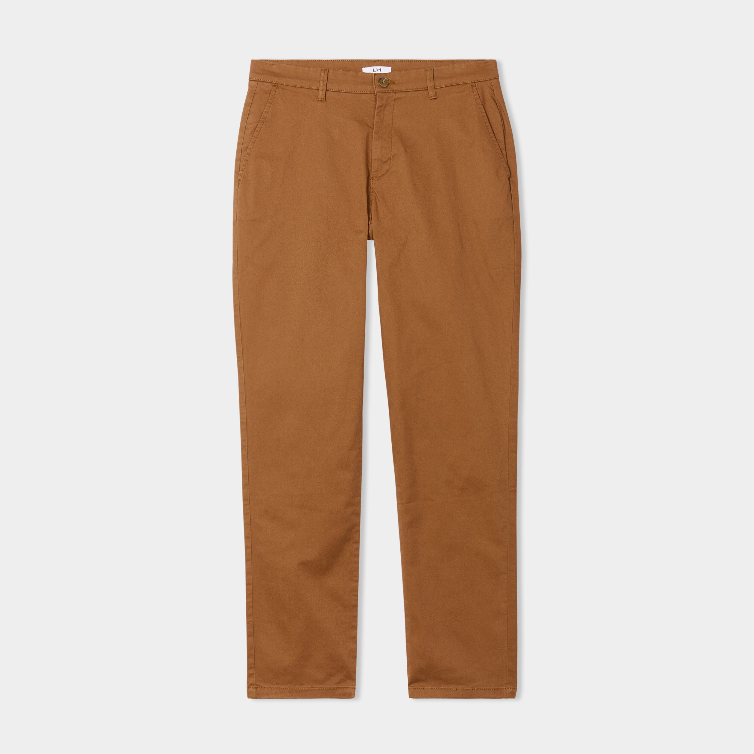 Pantalon chino droit stretch retroussé camel homme