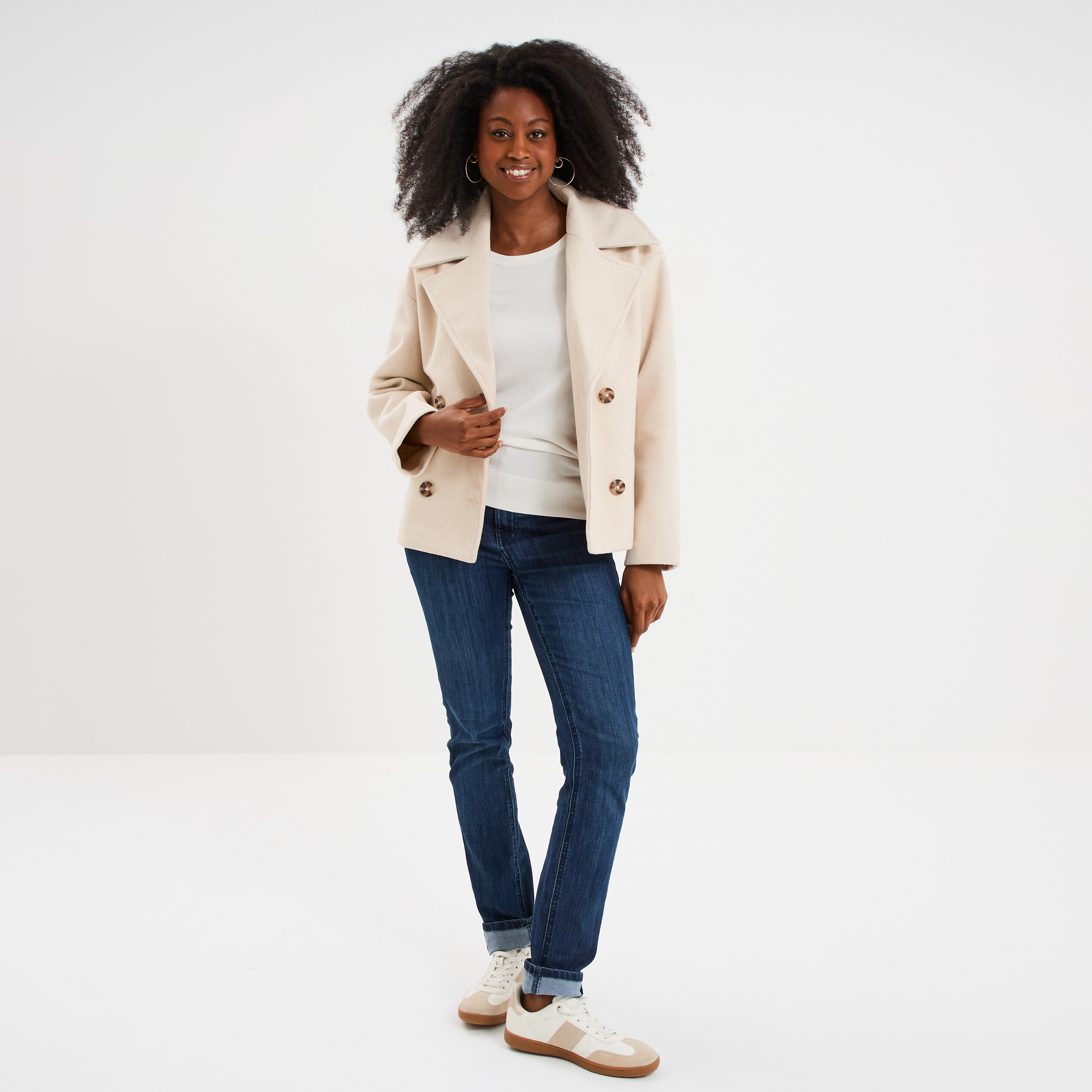 blouson court boutonne beige femme Blouson court boutonné beige femme