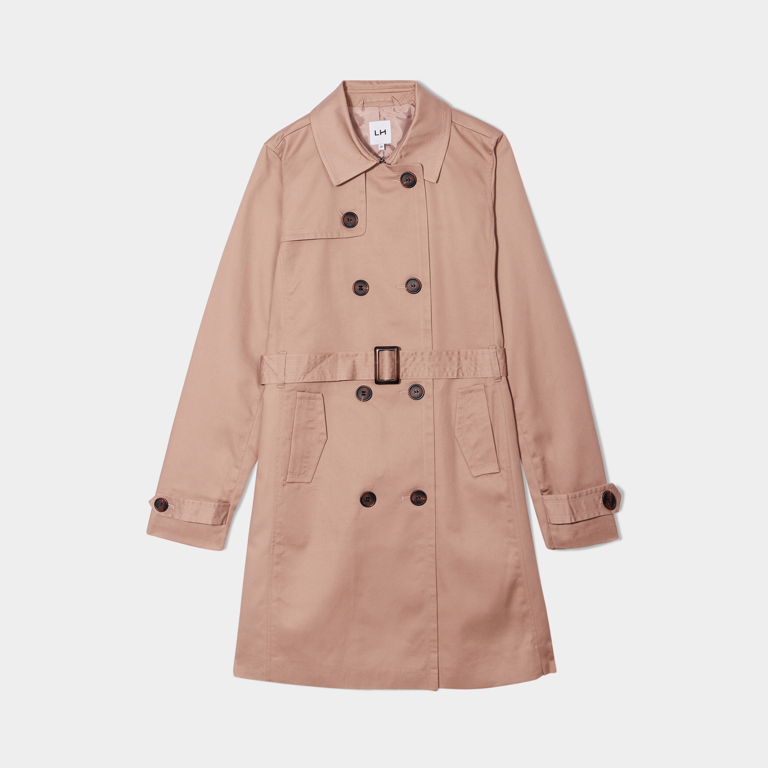 Trench mi long ceinture marron femme La Halle