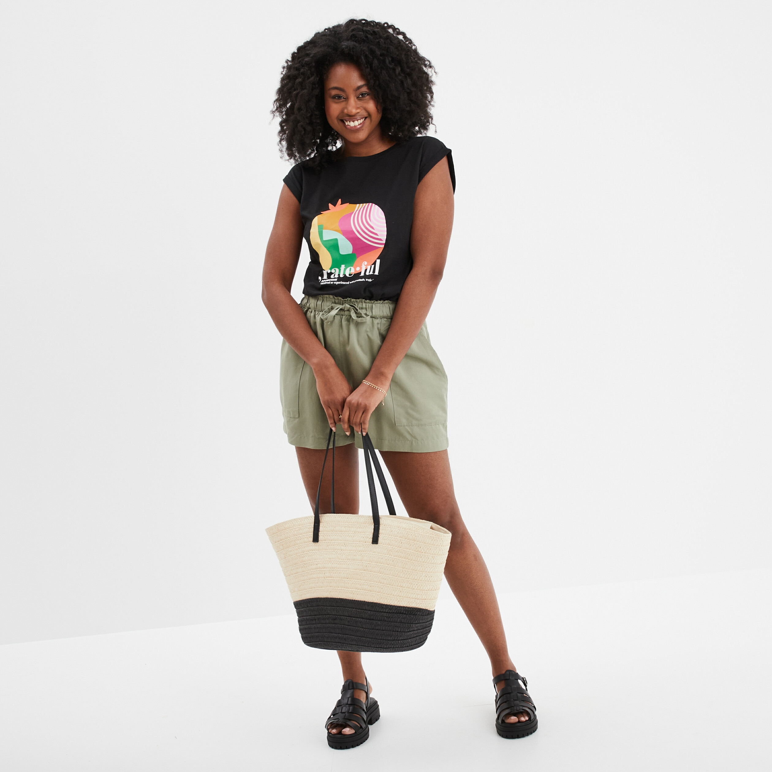 t shirt col rond manches courtes noir femme T-shirt col rond manches courtes noir femme