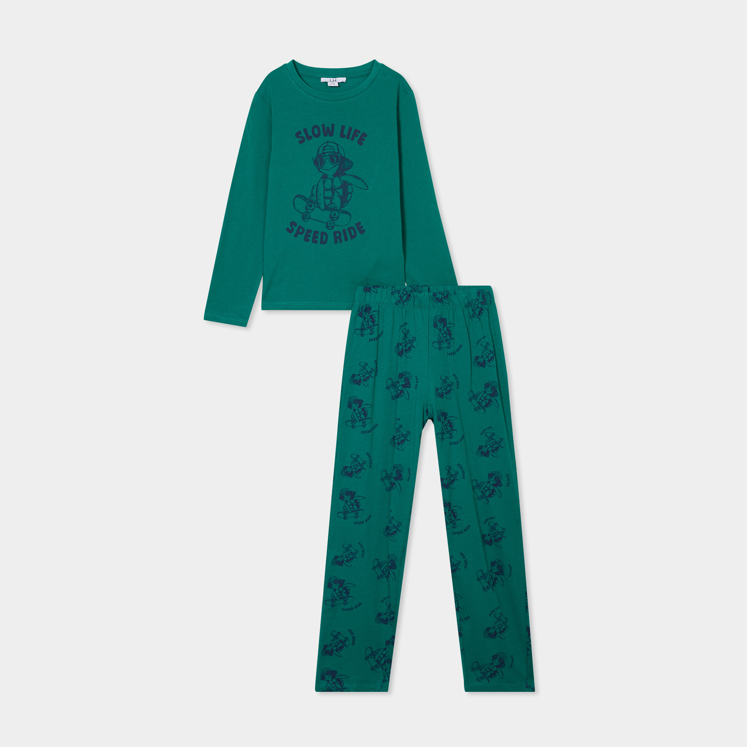 ensemble pyjama 2 pieces coton vert garcon Ensemble pyjama 2 pièces coton vert garçon