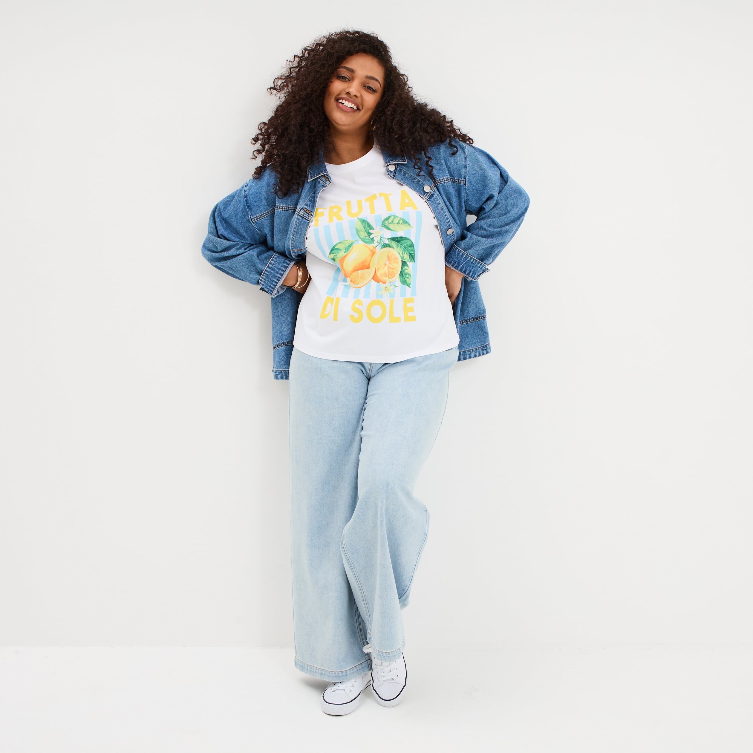 T-shirt avec manches courtes droit coton blanc femme grande taille