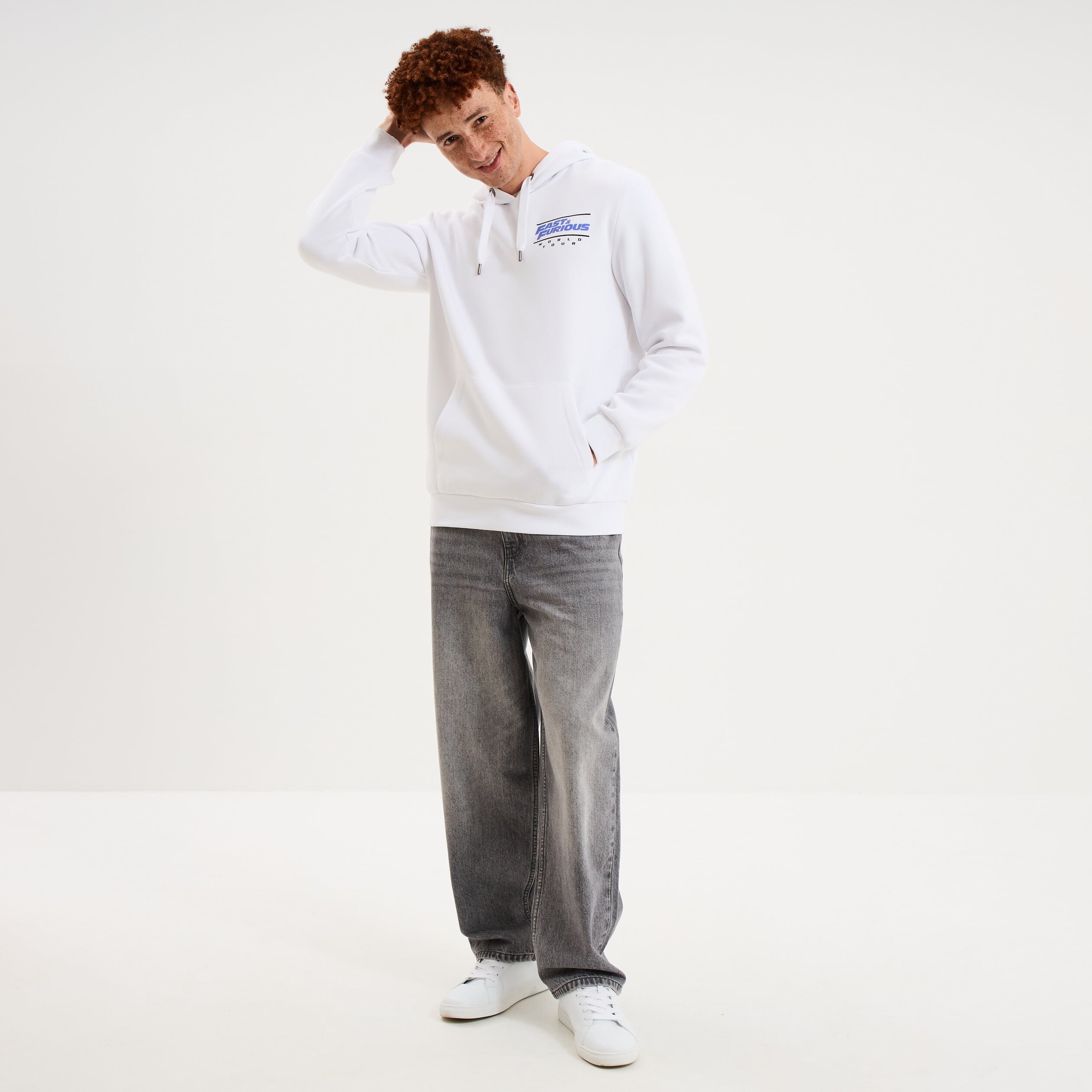 Sweat hoodie molleton Fast and Furious blanc homme