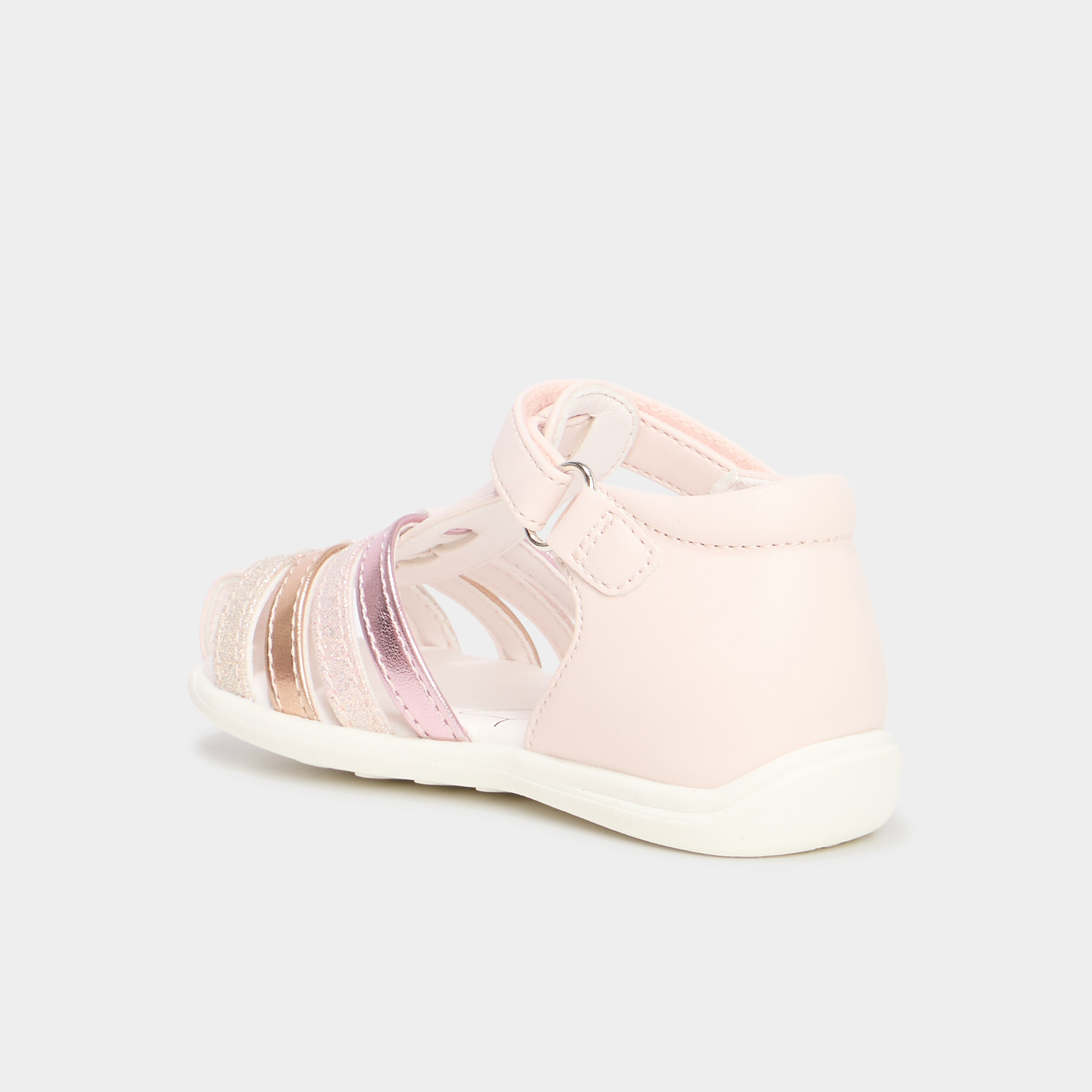 Sandales &agrave; scratchs semelle souple rose b&eacute;b&eacute; fille