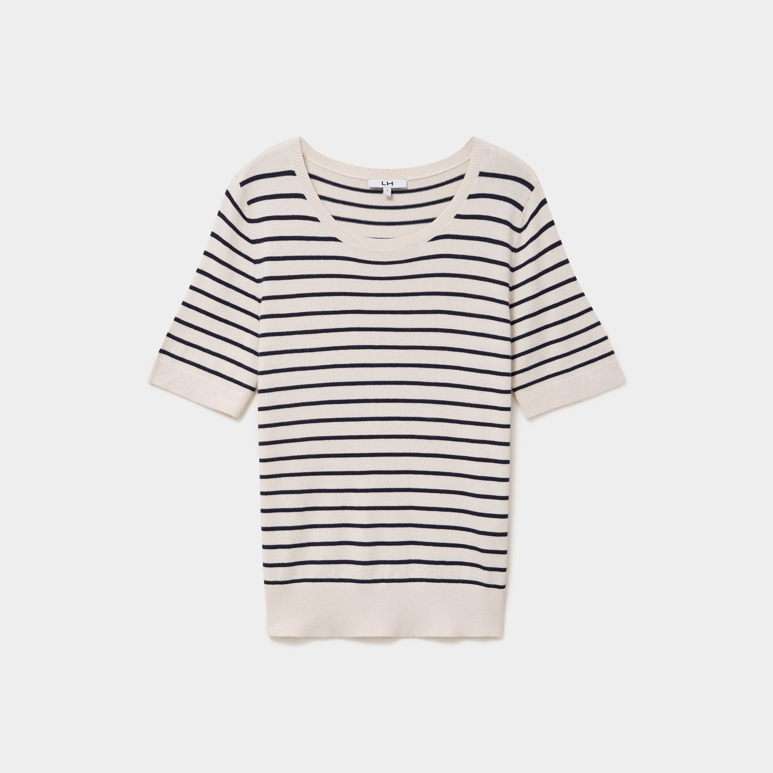 Pull manches courtes col rond sable femme