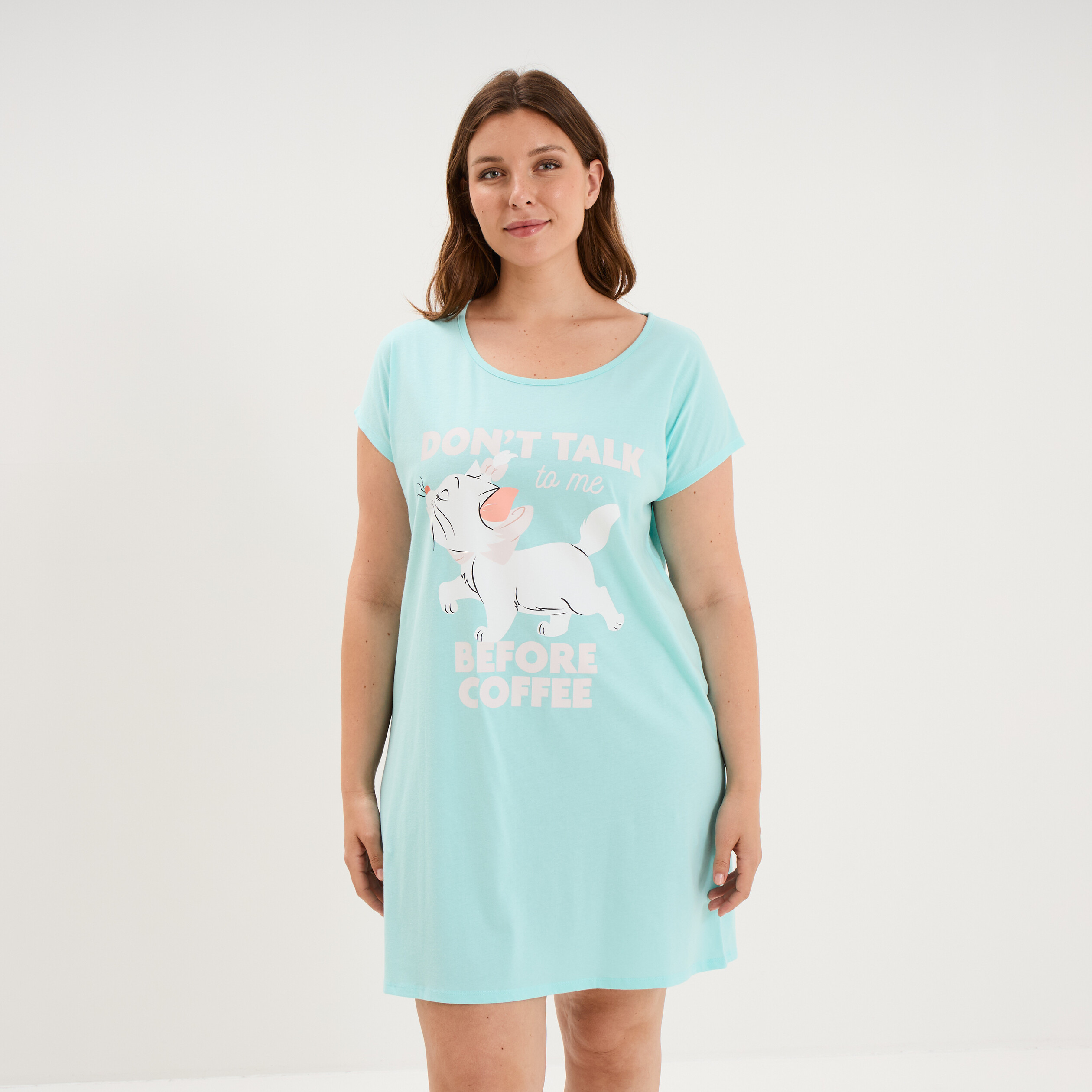 Chemise de nuit courte Aristochats Marie bleu turquoise femme grande taille