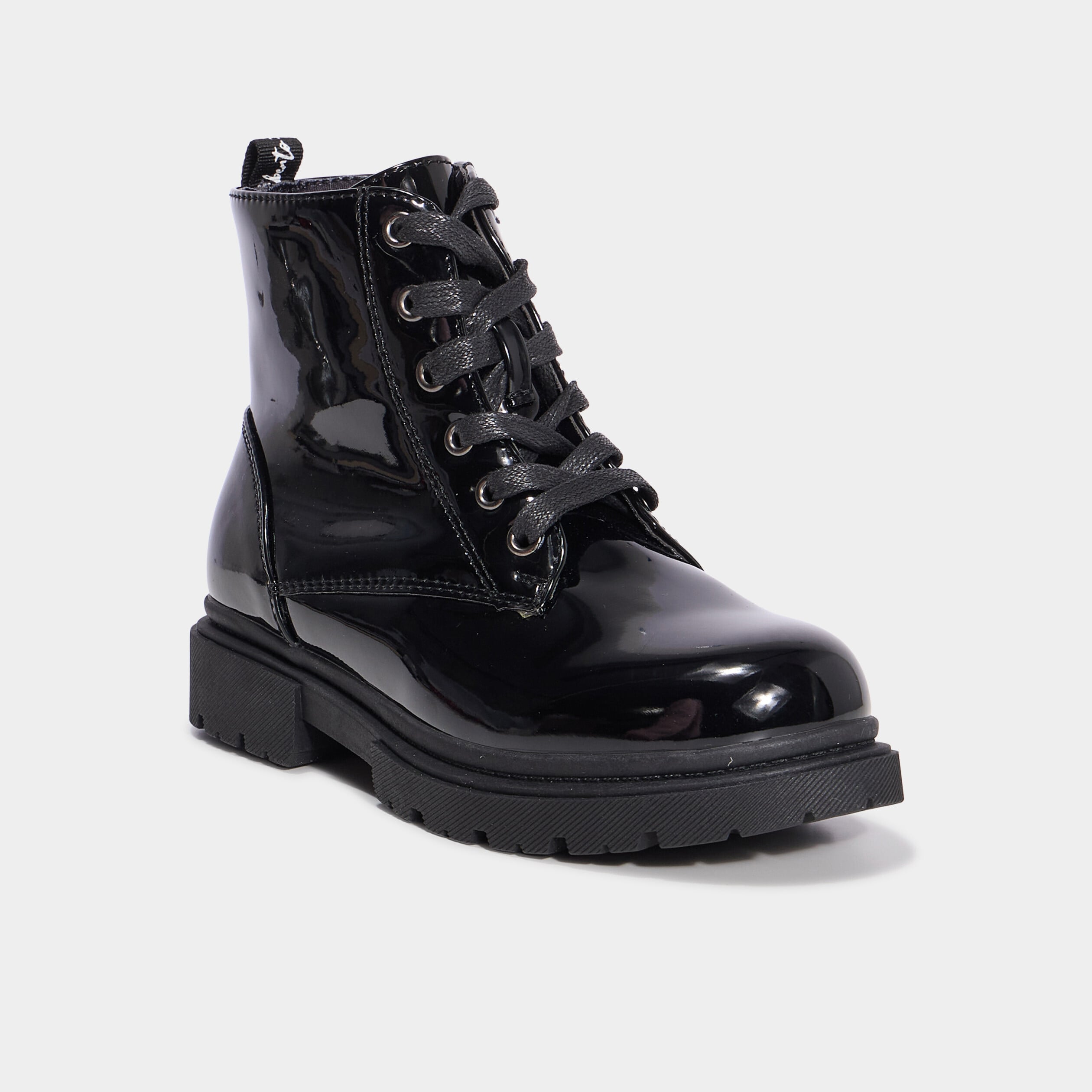 Bottines crant&eacute;es zipp&eacute;es &agrave; paillettes noir fille