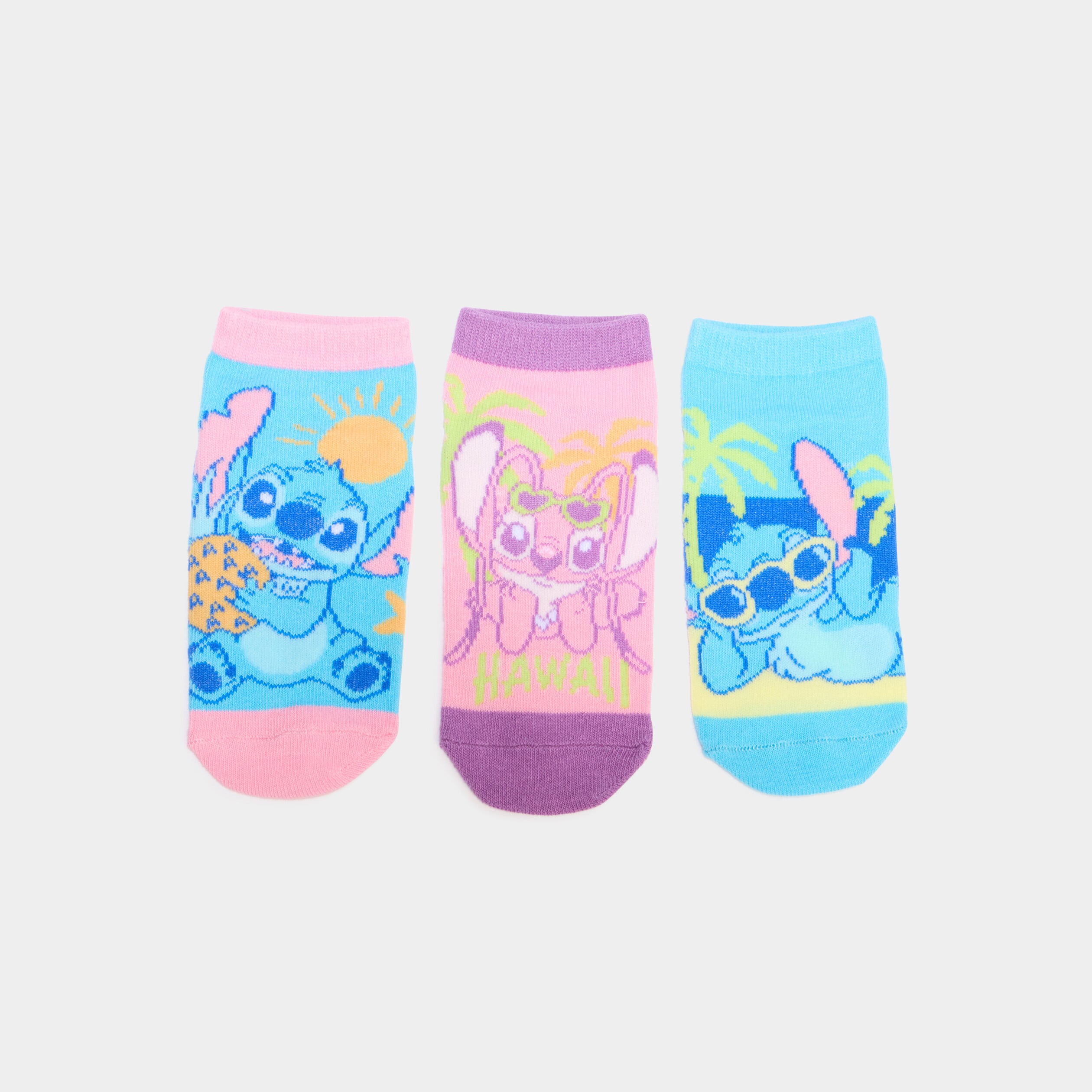Lot 3 paires chaussettes Stitch rose fille