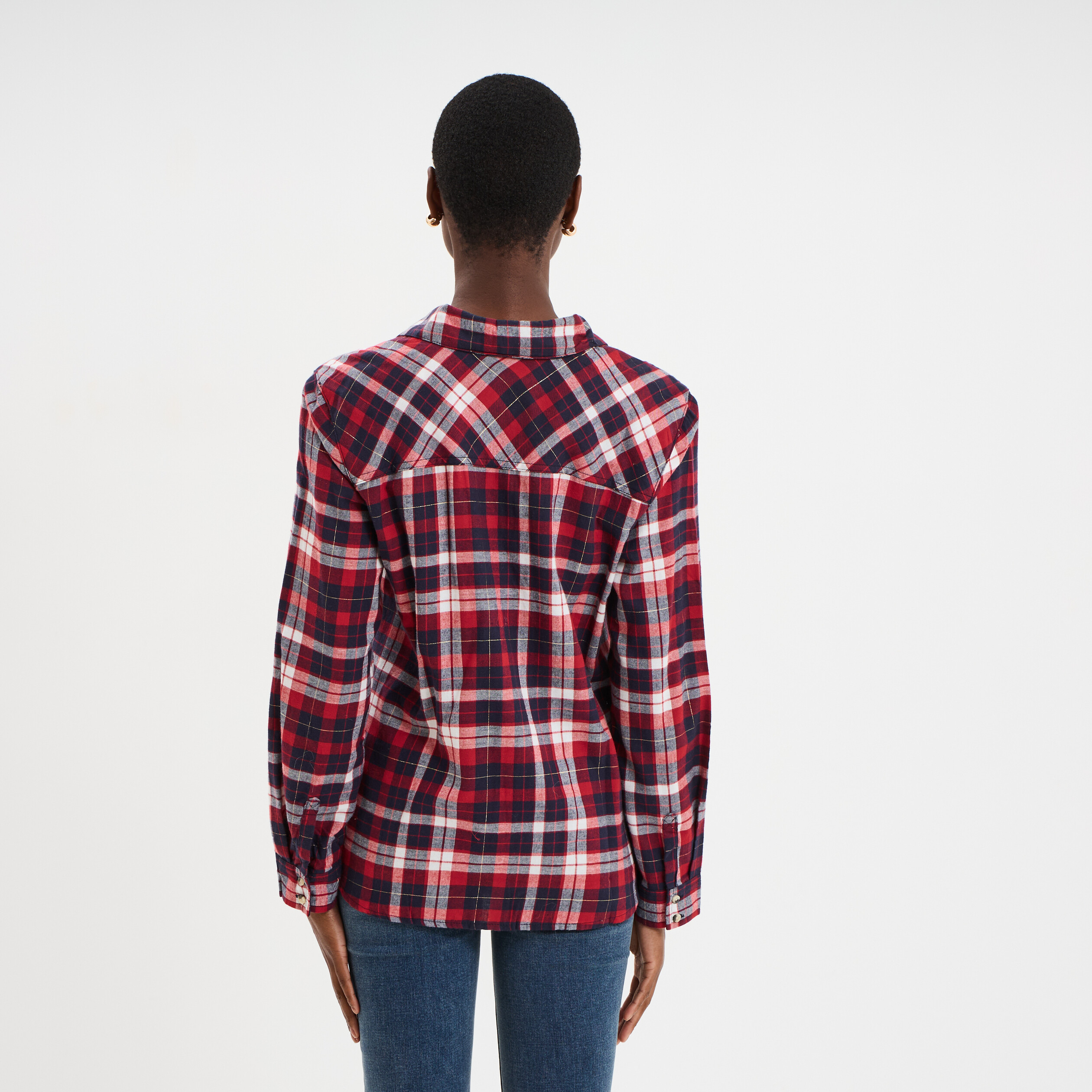 Chemise Femme J.Crew Manches Longues, Bleu Marine Et Crème, Coton, Taille L