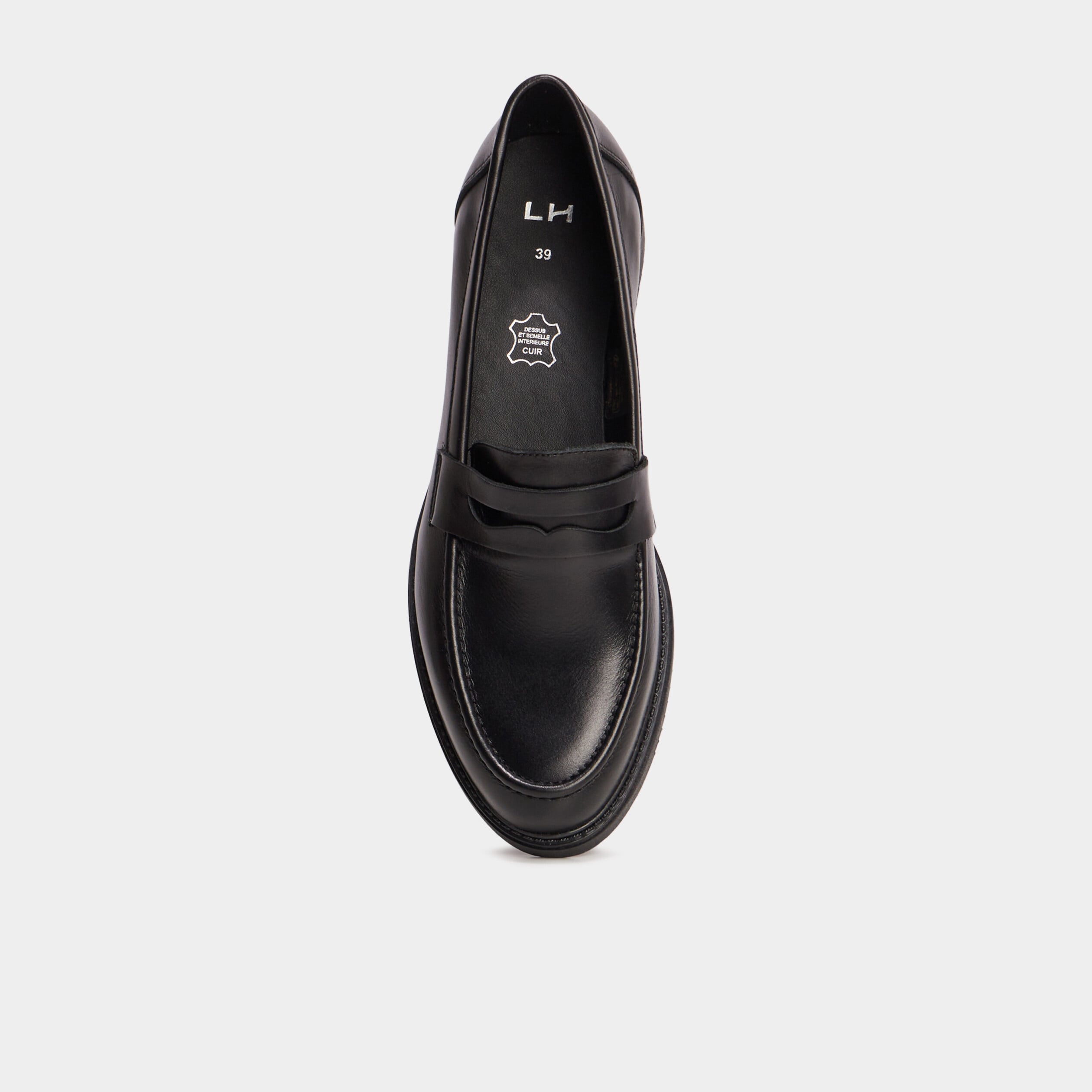 Mocassins en cuir noir femme