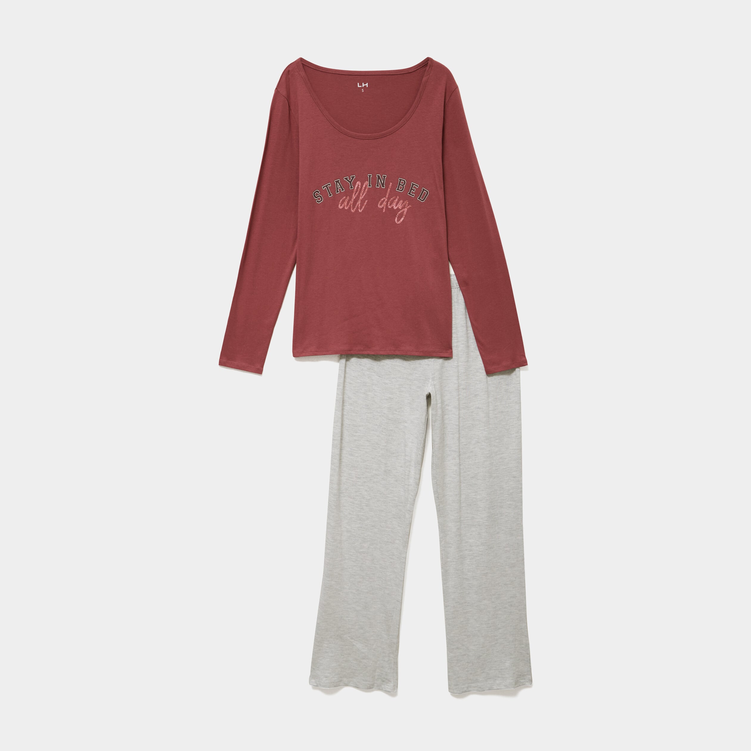 Ensemble pyjama pantalon et t-shirt rose framboise femme