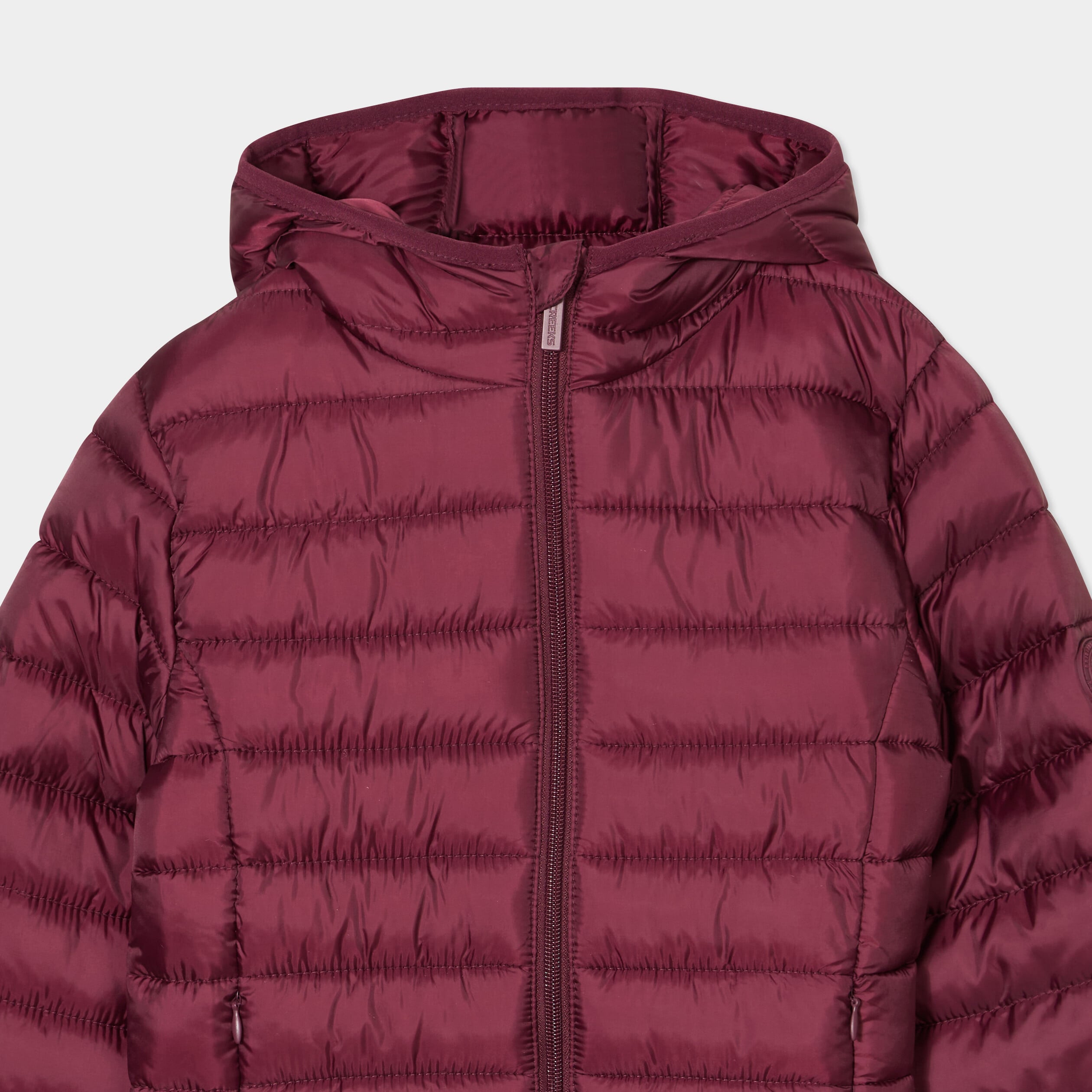 Doudoune l&eacute;g&egrave;re &agrave; capuche imperm&eacute;able prune fille
