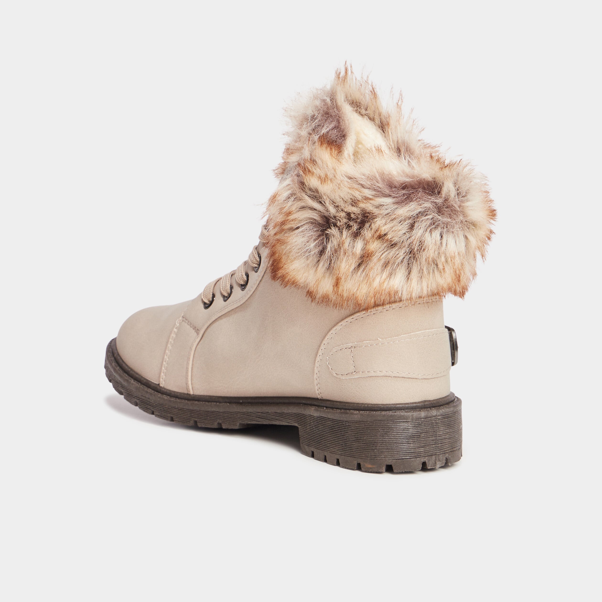 Bottines avec fausse fourrure ivoire femme