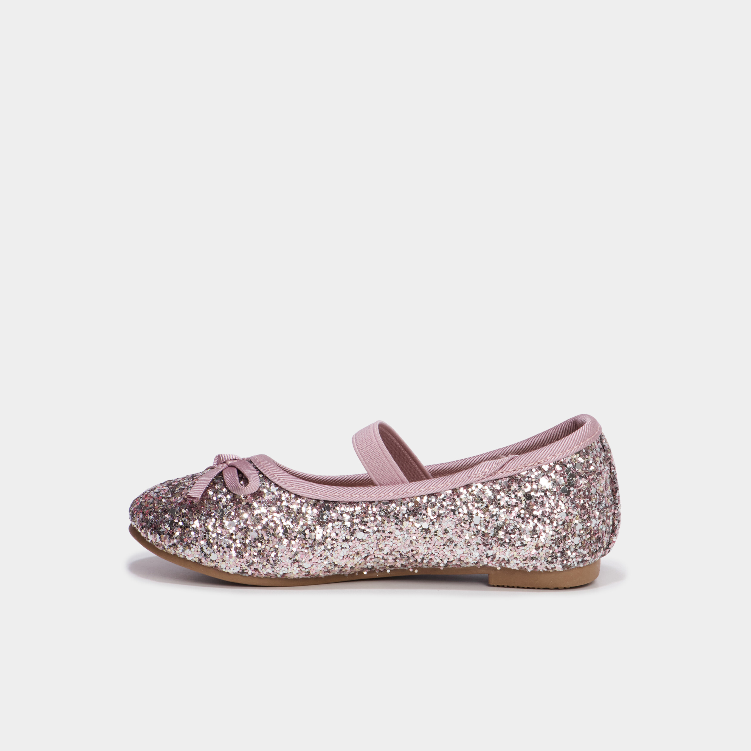 Ballerines &agrave; paillettes avec bride vieux rose fille