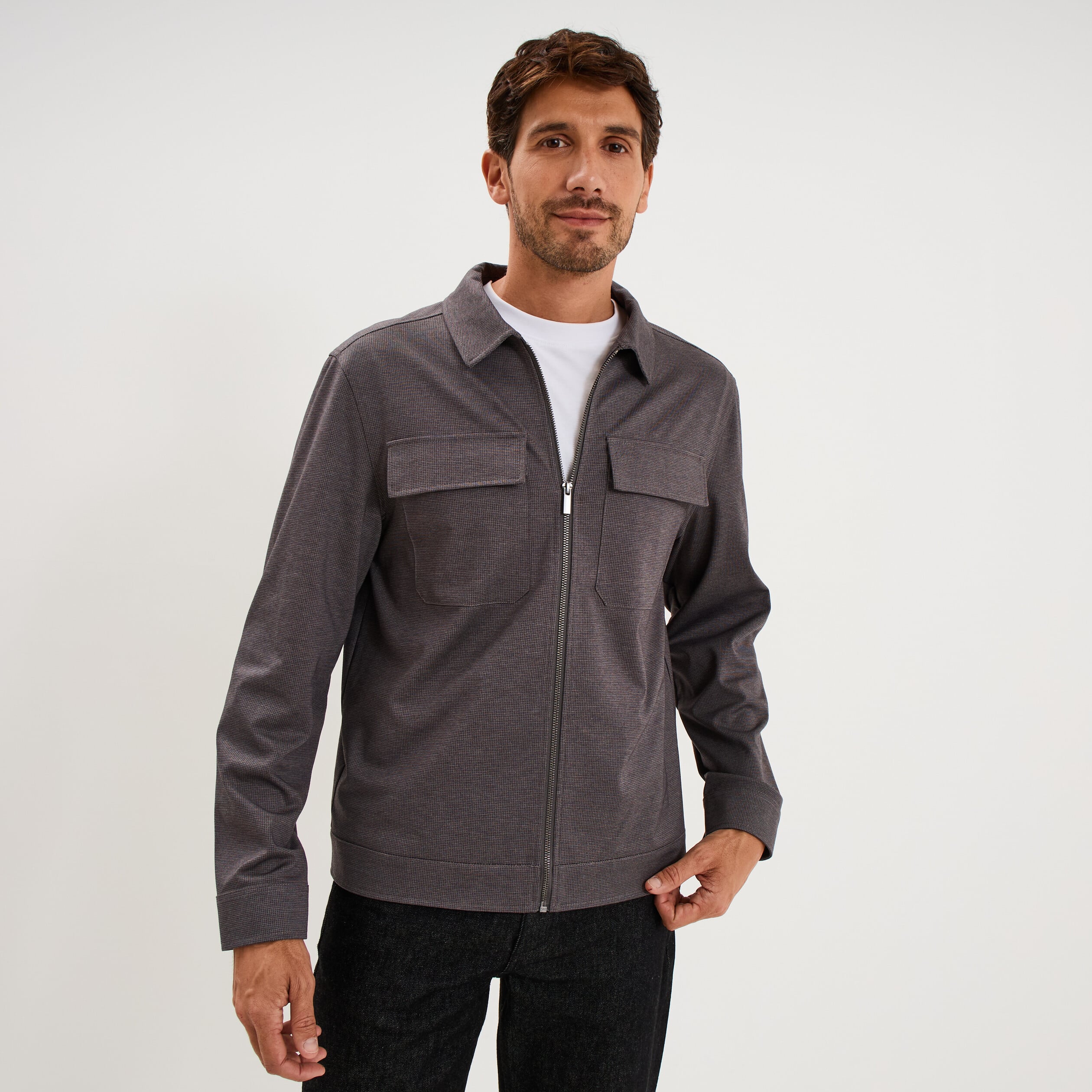 Surchemise zipp&eacute;e s&eacute;chage rapide gris homme