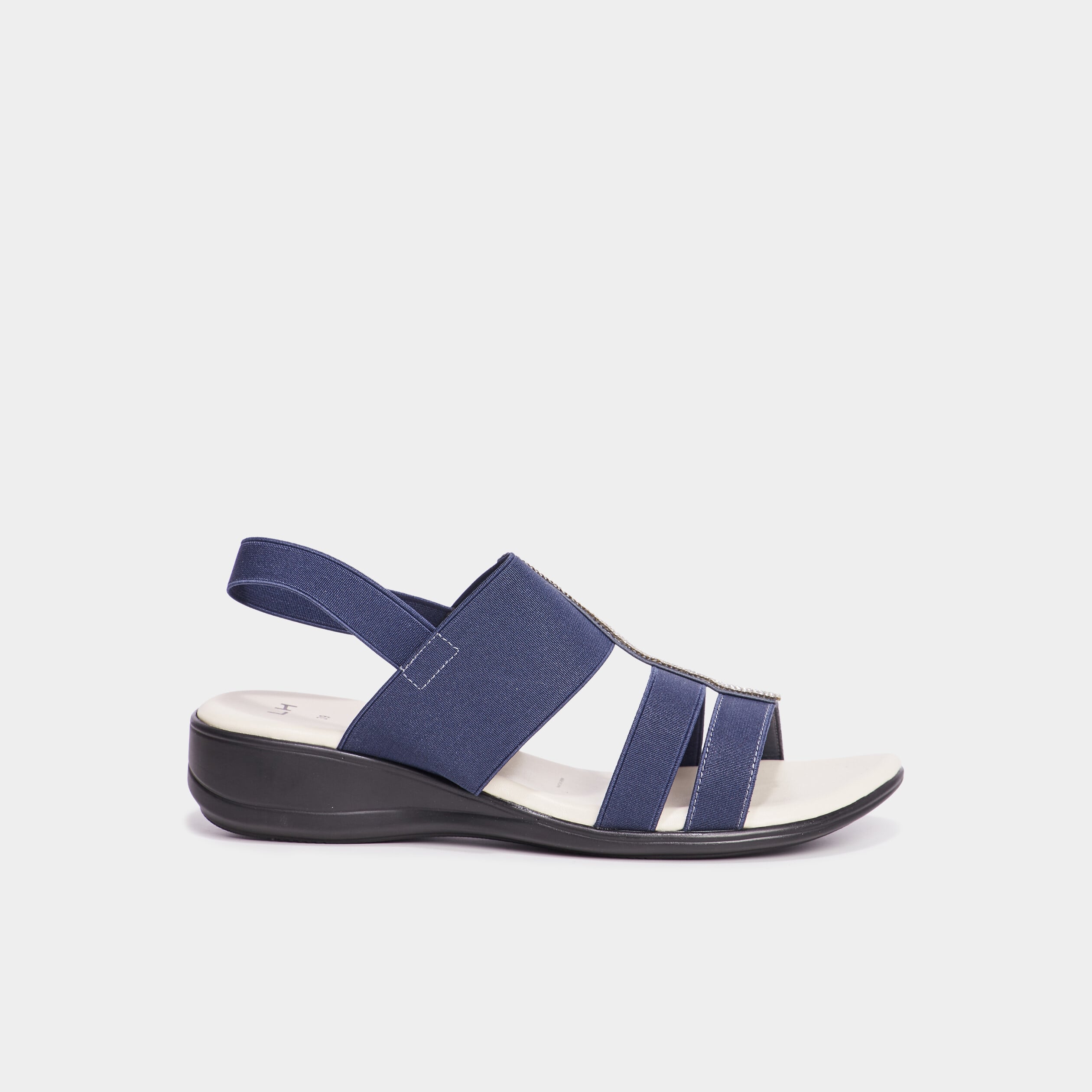 Sandales talons compens&eacute;s bleu marine femme