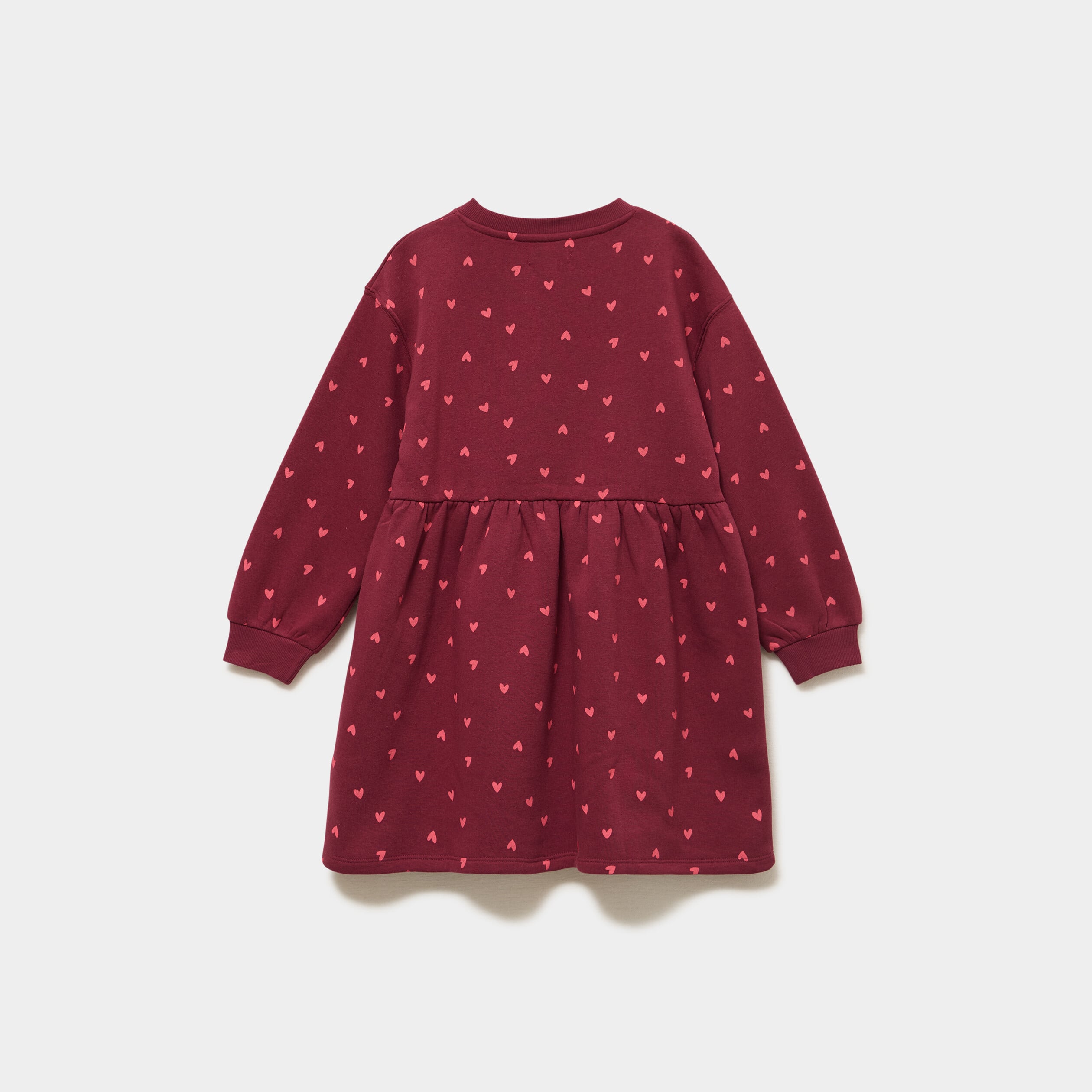 Robe sweat molletonn&eacute;e ample courte bordeaux fille
