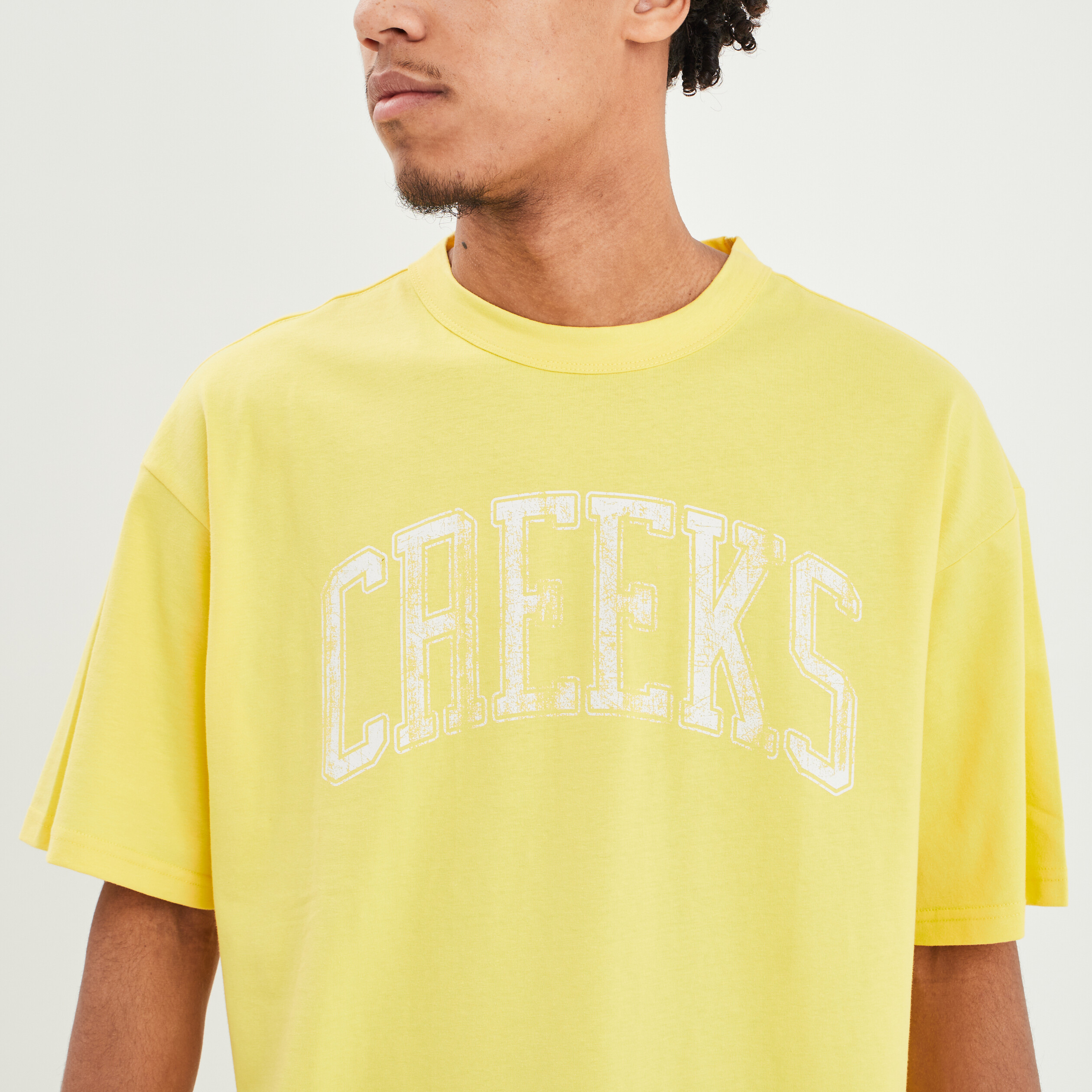 T-shirt manches courtes oversize Creeks jaune citron homme