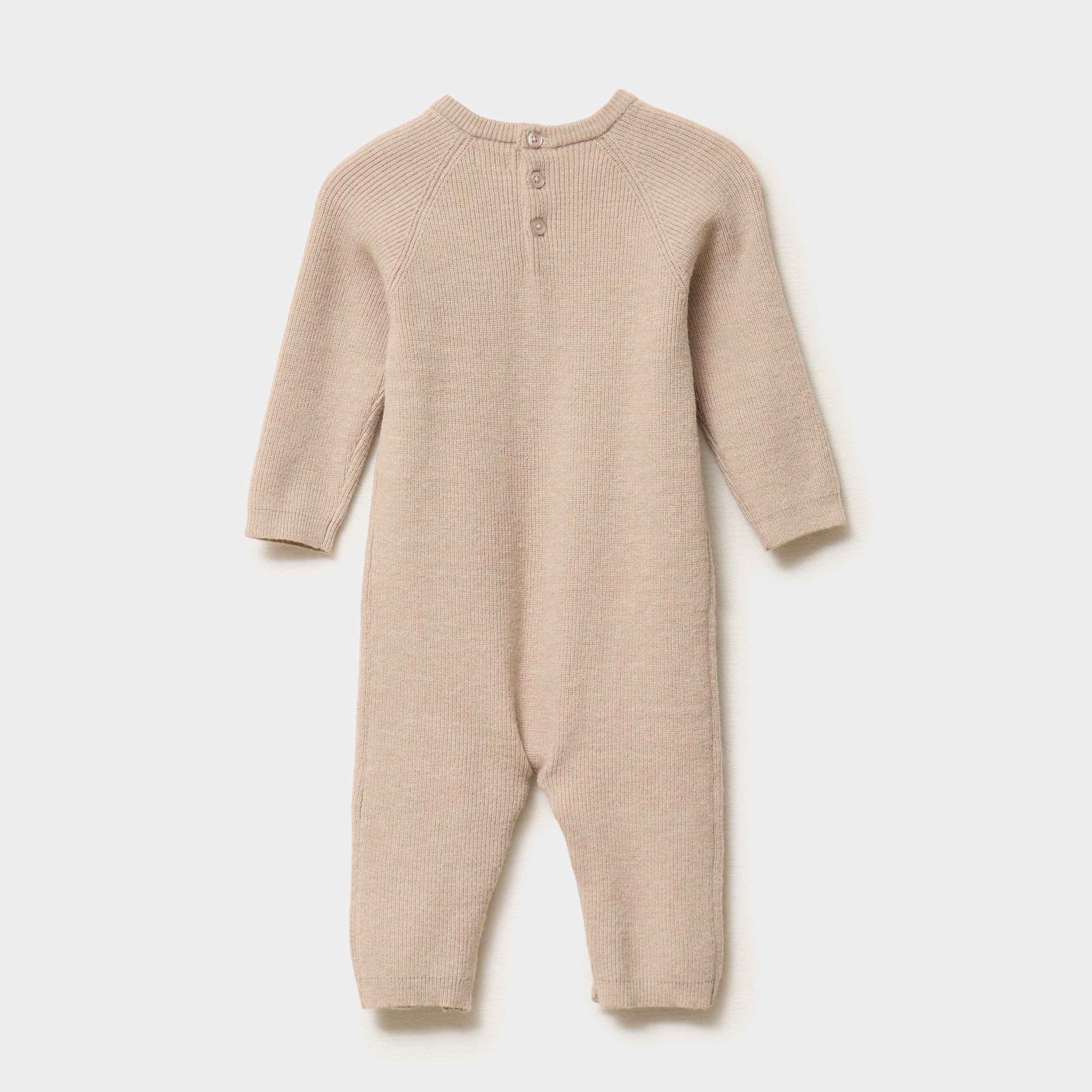Combinaison tricot&eacute;e manches longues taupe b&eacute;b&eacute;