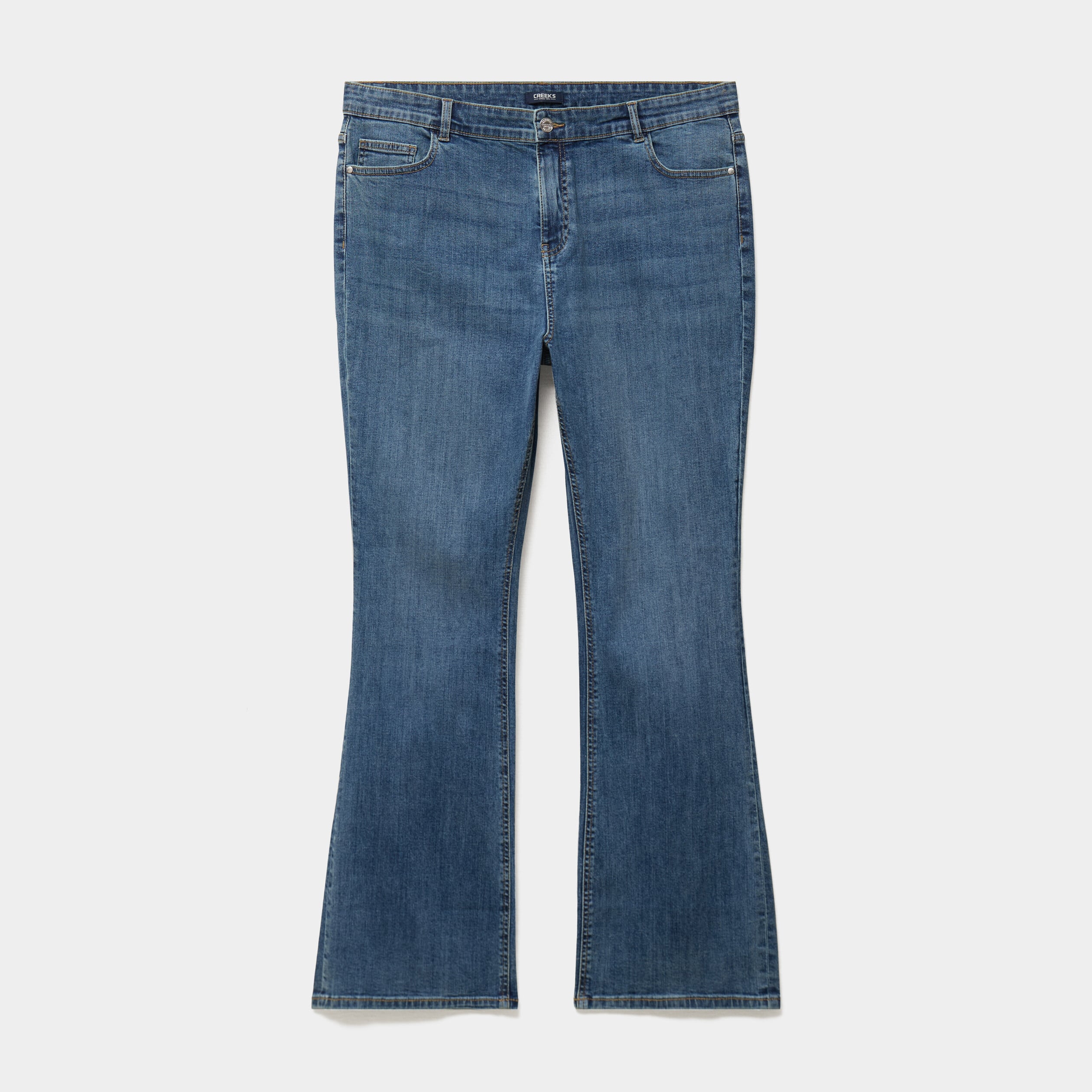 Jean flare 5 poches taille haute denim dirty femme grande taille