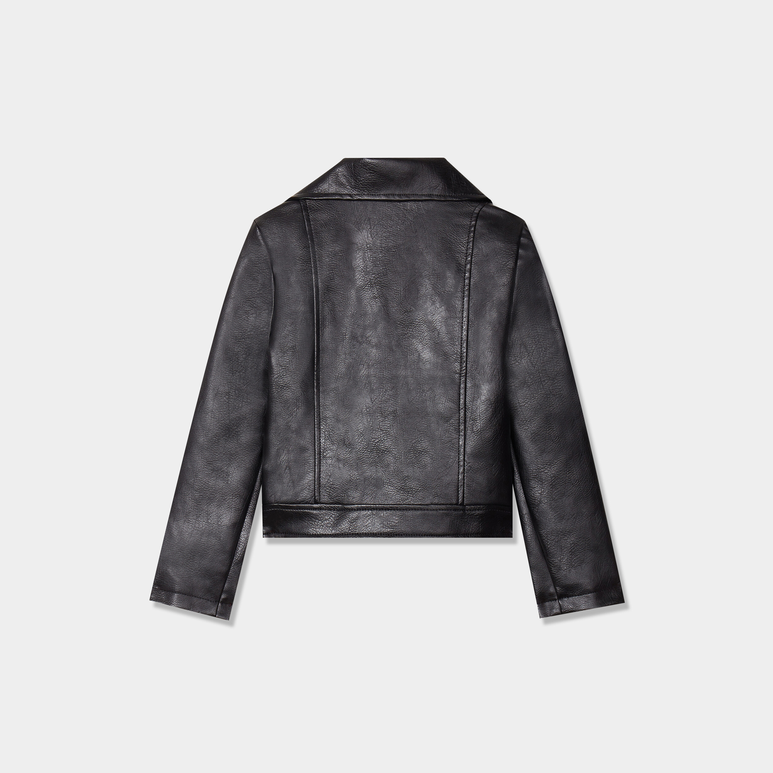 Veste courte biker simili cuir noir fille
