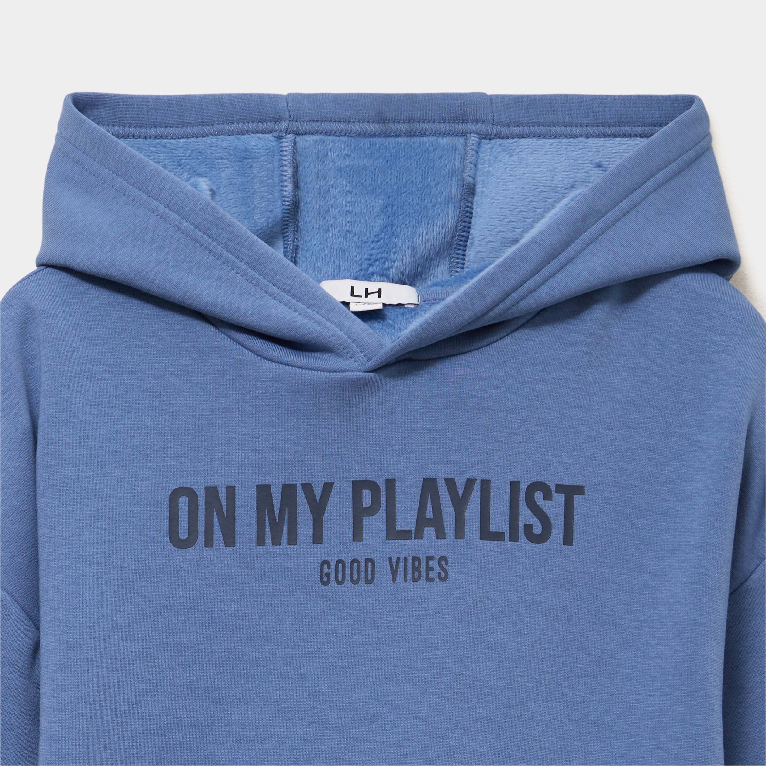 Sweat hoodie doubl&eacute; &agrave; capuche oversize bleu gar&ccedil;on
