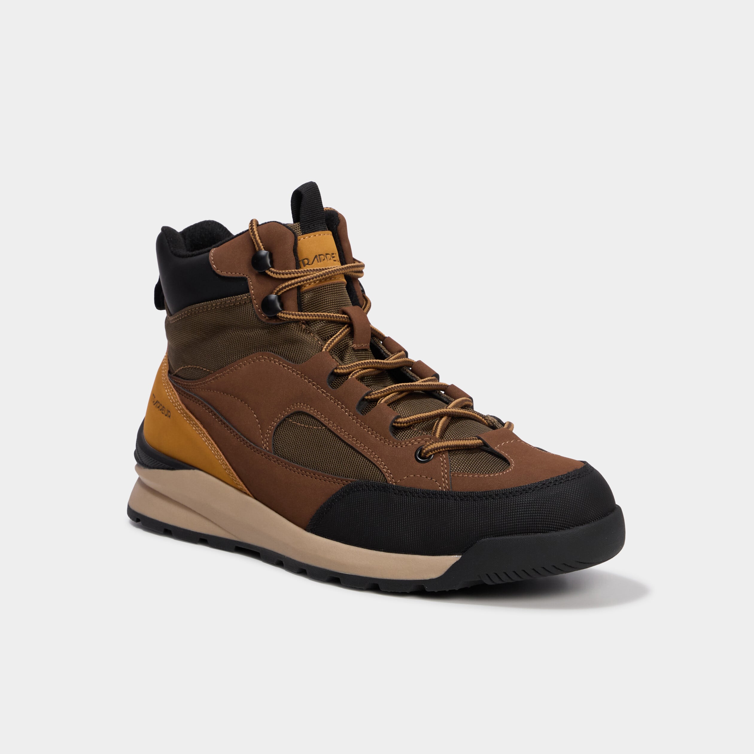 Baskets montantes &agrave; lacets marron homme