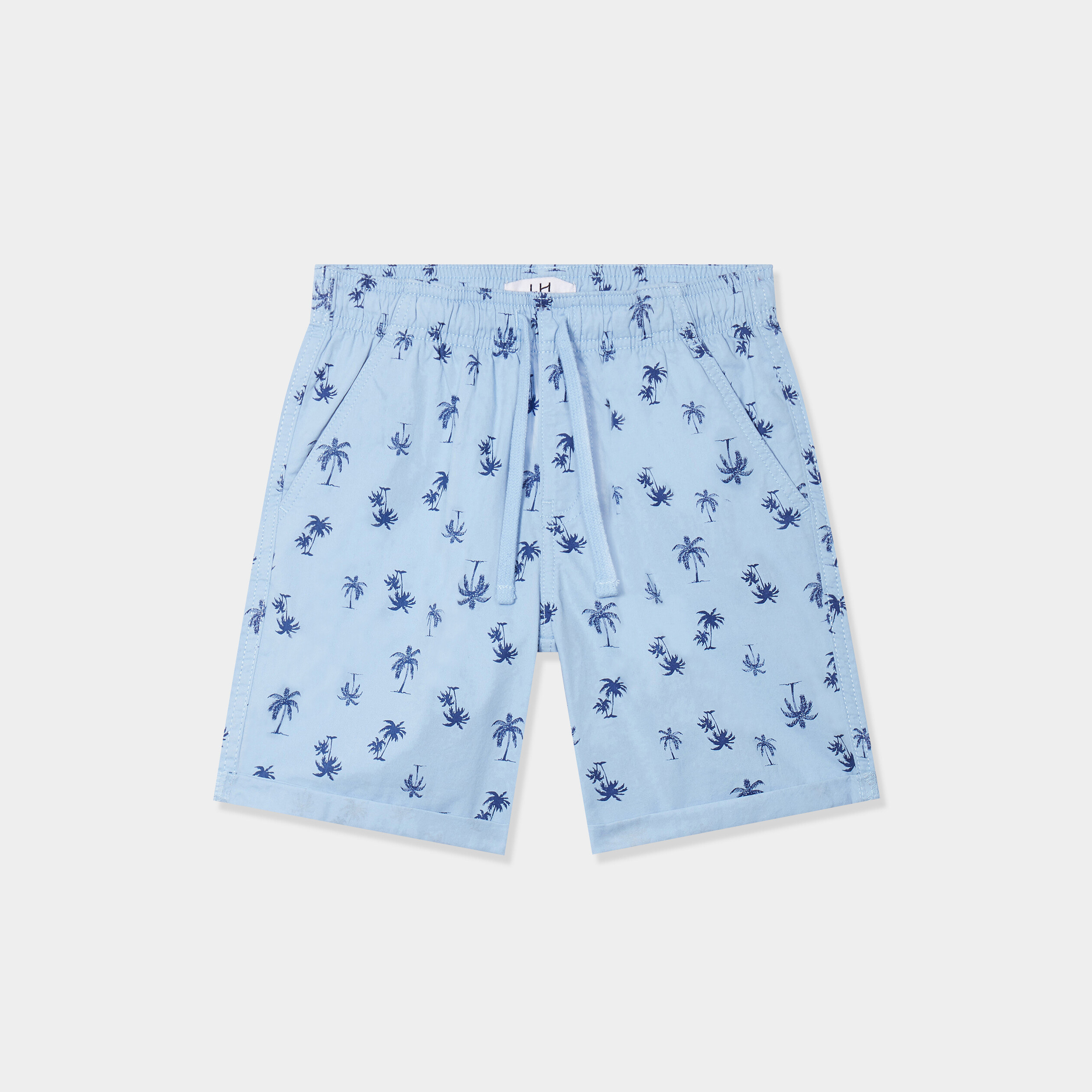 short bermuda droit taille elastiquee bleu ciel garcon Short bermuda droit taille élastiquée bleu ciel garçon