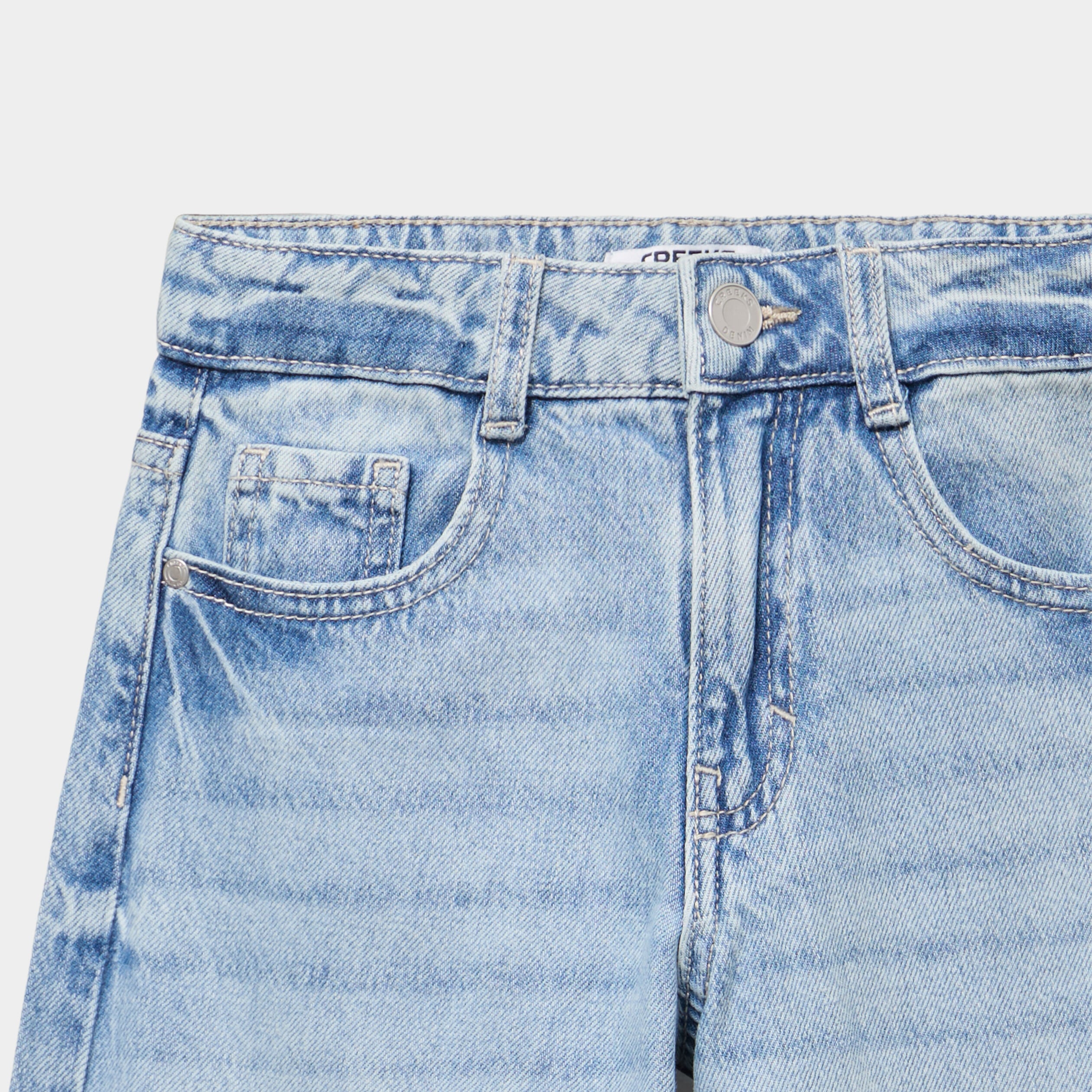 Jean large 5 poches taille ajustable denim triple stone fille