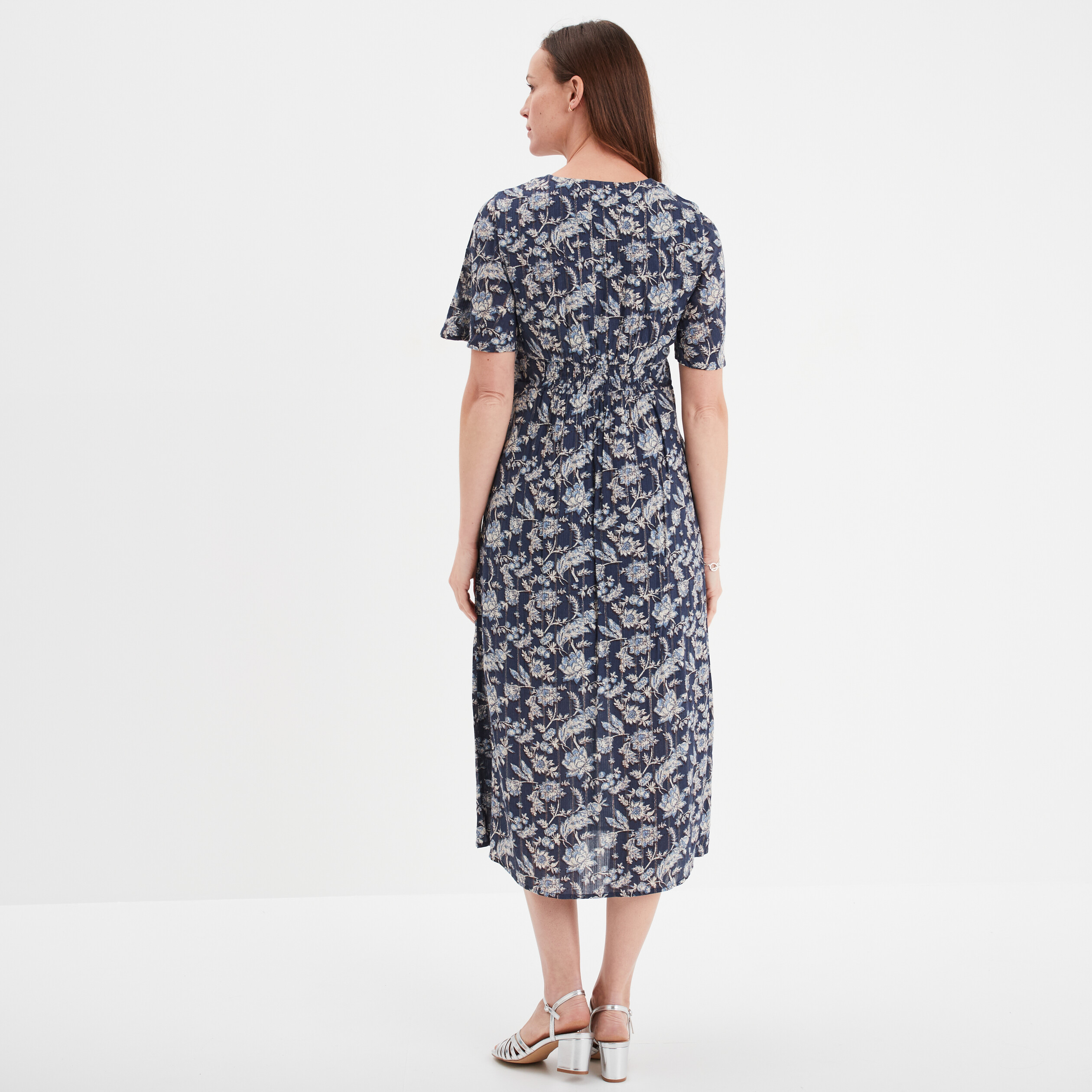 robe longue empire taille smockee creeks bleu marine femme Robe longue empire taille smockée Creeks bleu marine femme