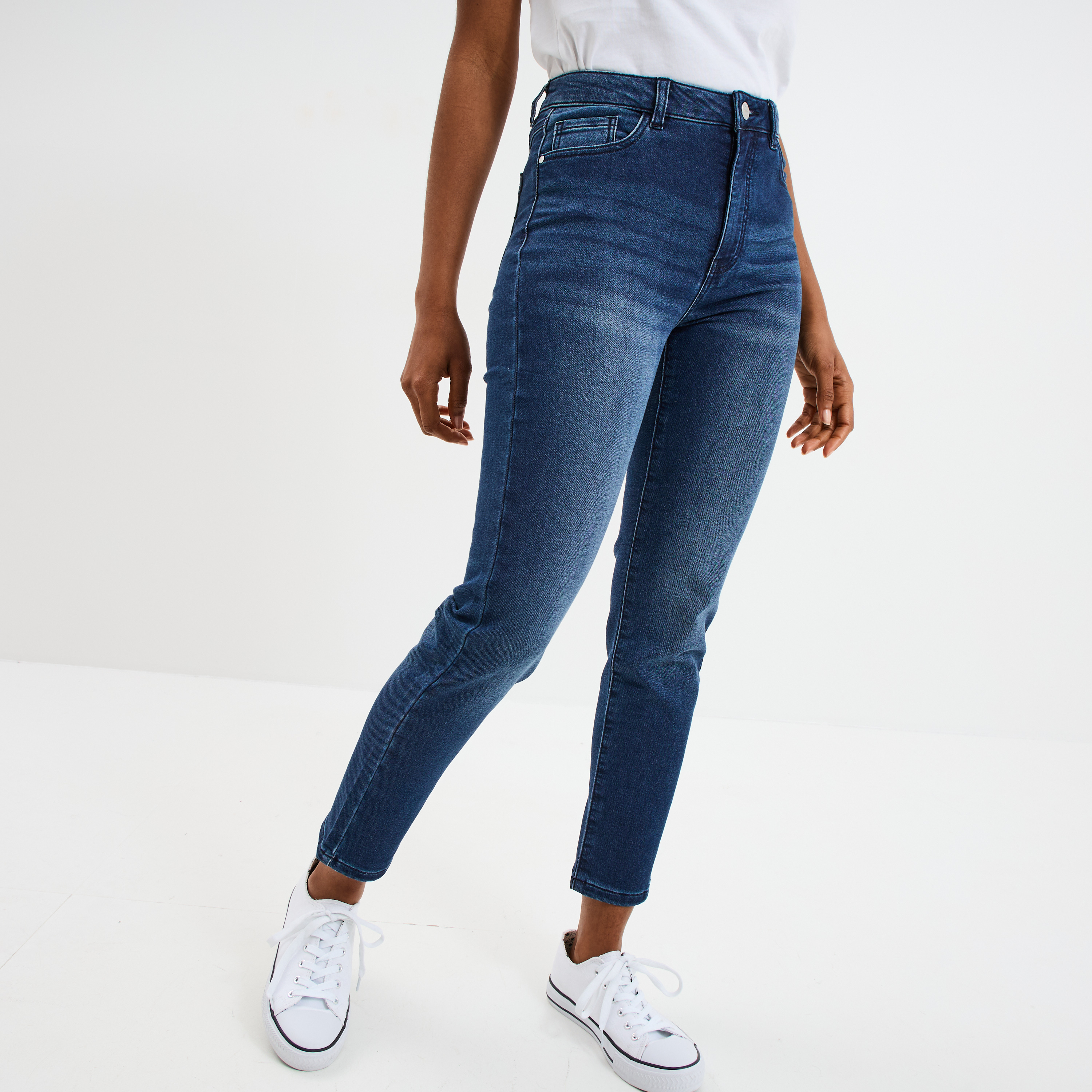 Jean stretch slim 7/8 ème denim brut femme