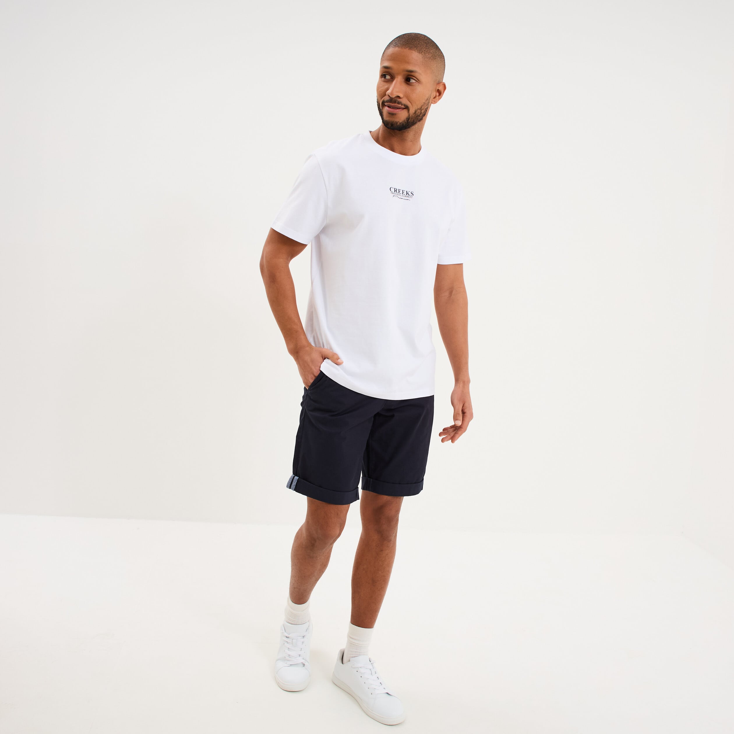 T-shirt droit manches courtes coton blanc homme