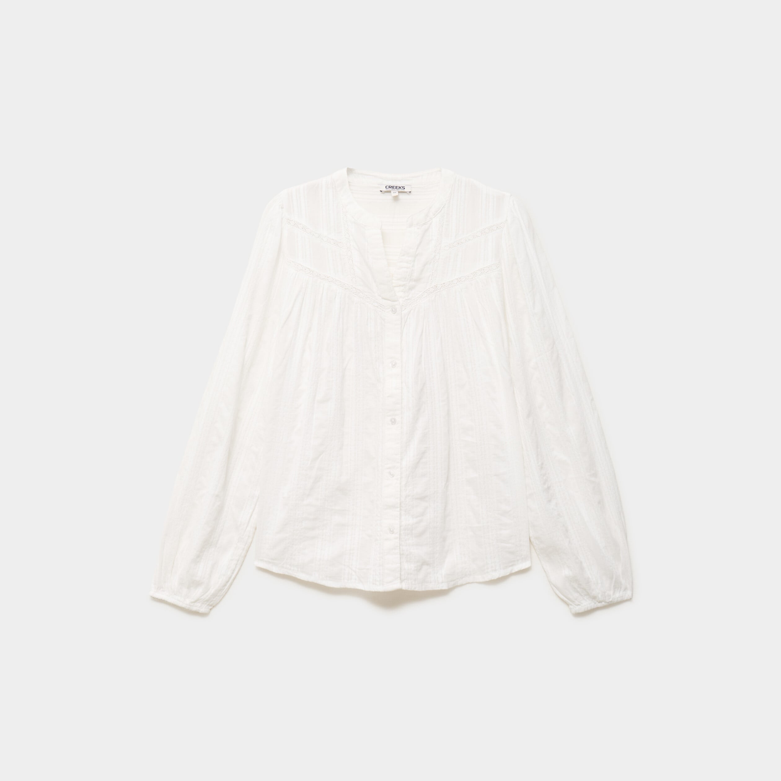 Blouse droite col tunisien coton blanc femme