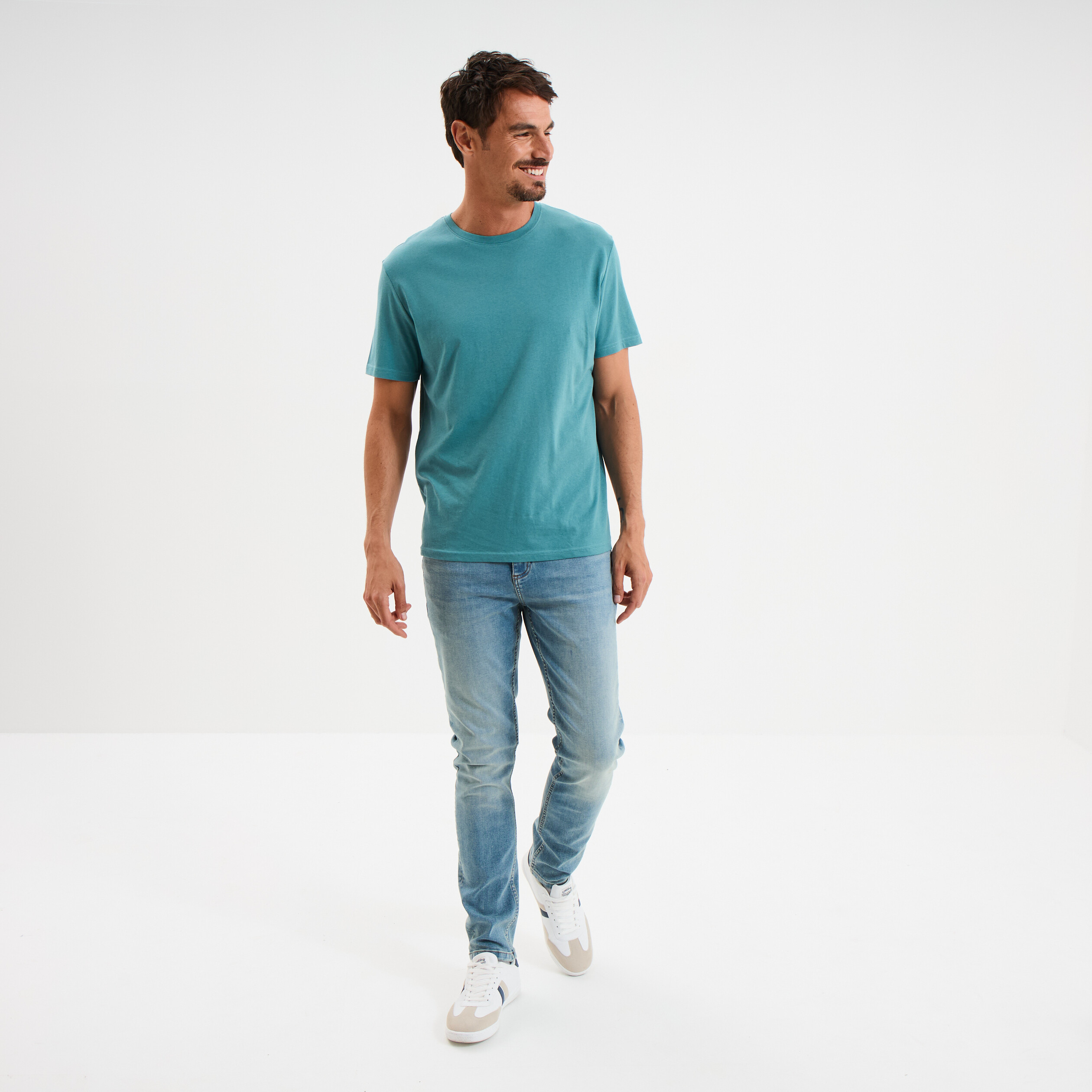 T-shirt en coton manches courtes bleu pétrole homme