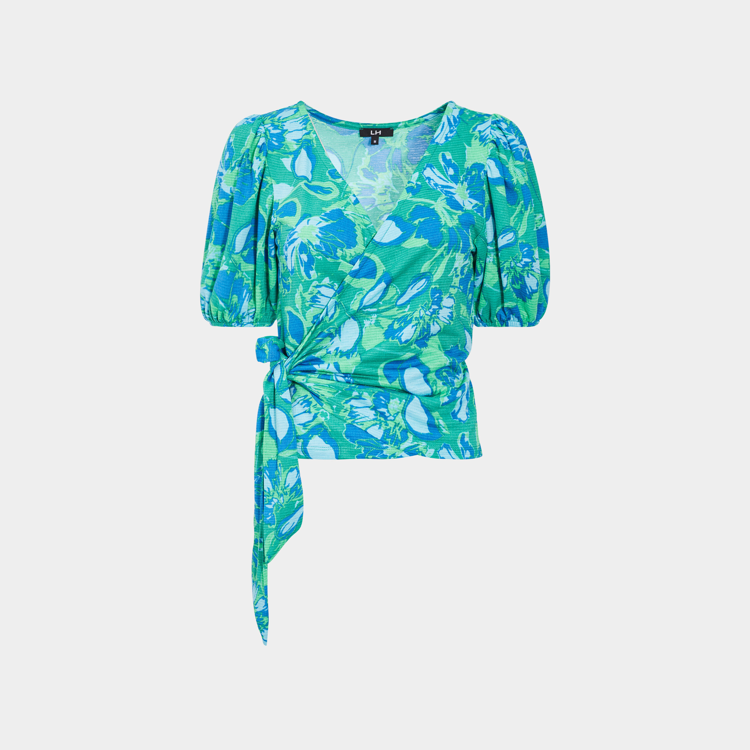 T-shirt cache-coeur à manches courtes vert femme