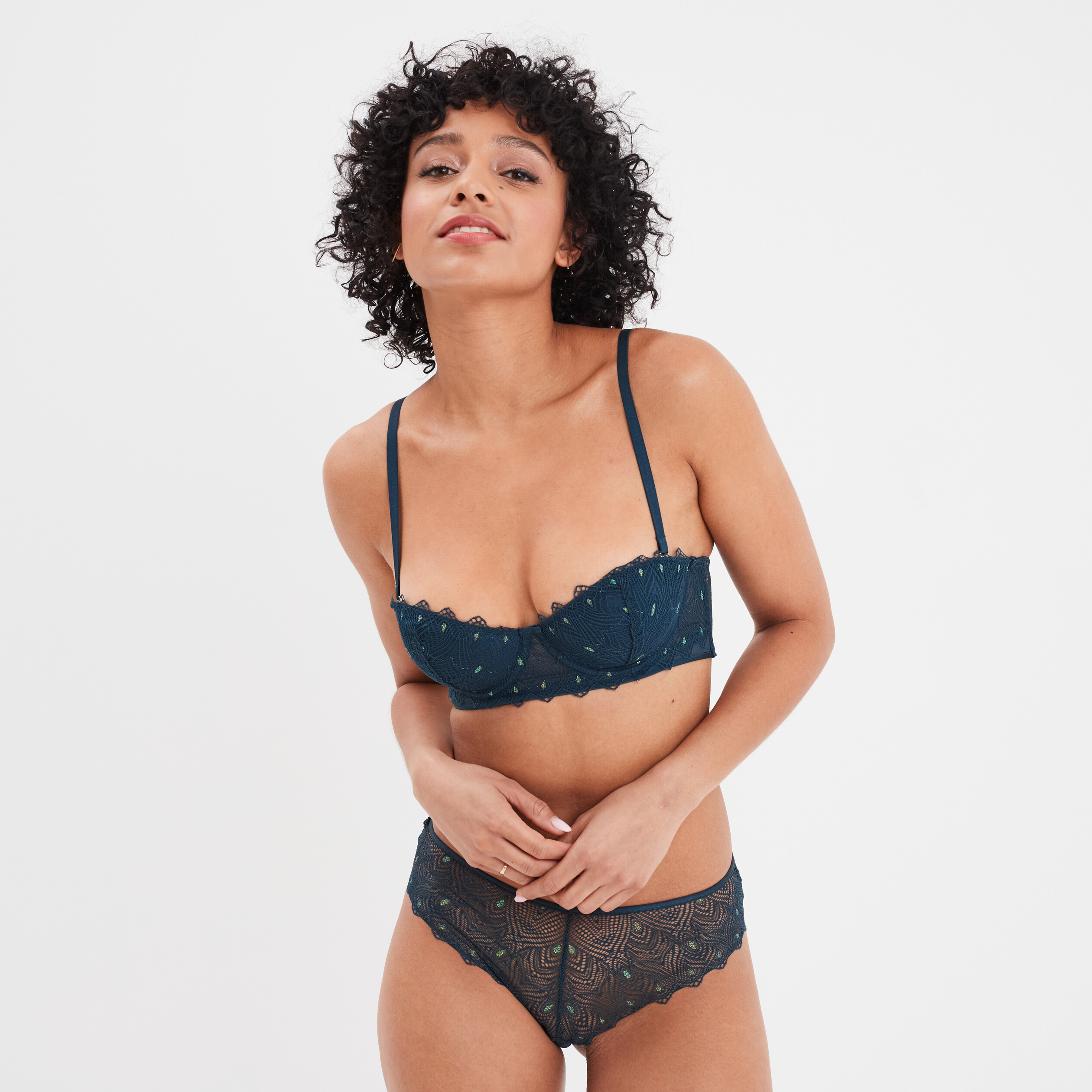 soutien gorge bandeau padde dentelle bleu canard femme Soutien-gorge bandeau paddé dentelle bleu canard femme