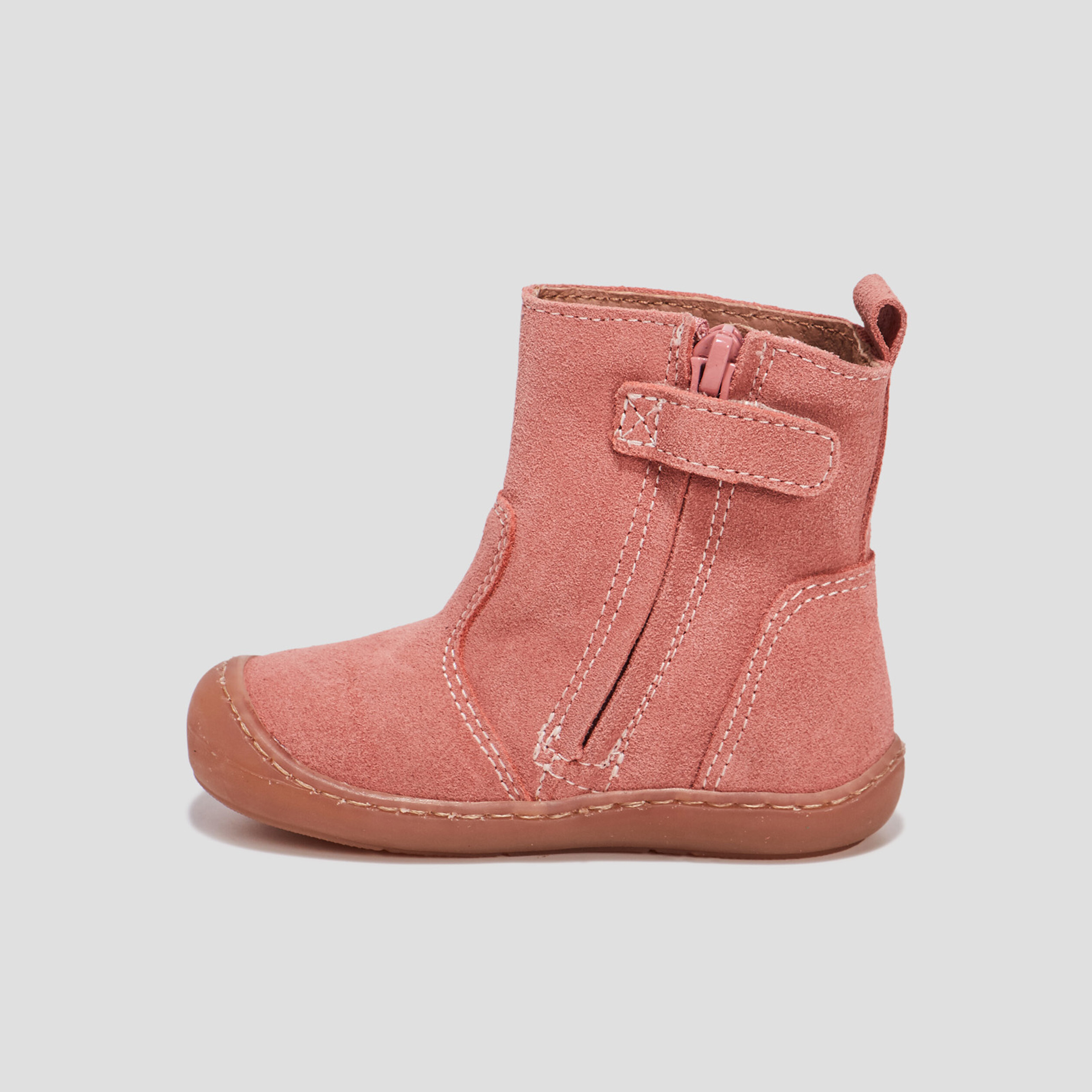 bottes zippees en cuir rose bebef Bottes zippées en cuir rose bébé fille