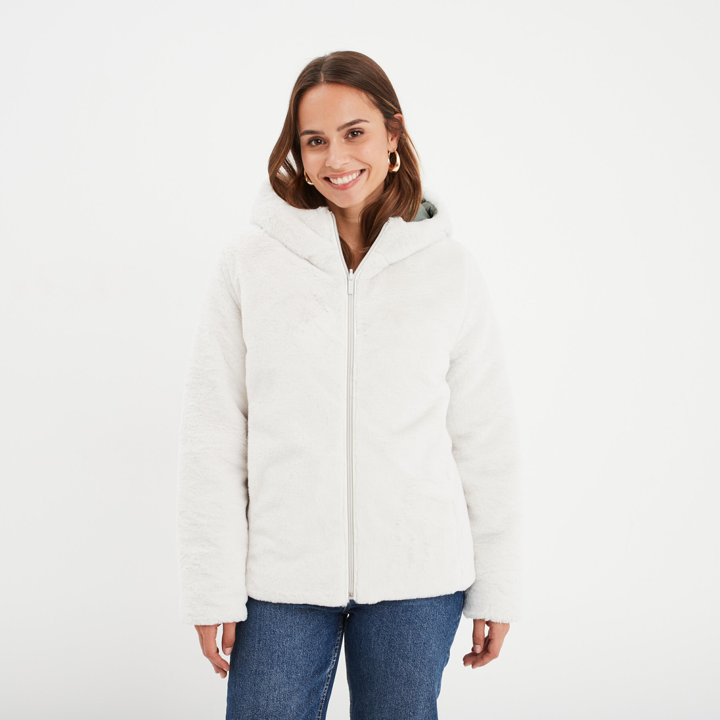 Doudoune Courte pour Femme - Veste 3/4 d'Hiver Matelassée - Veste Polaire d'Extérieur, GN 1. S