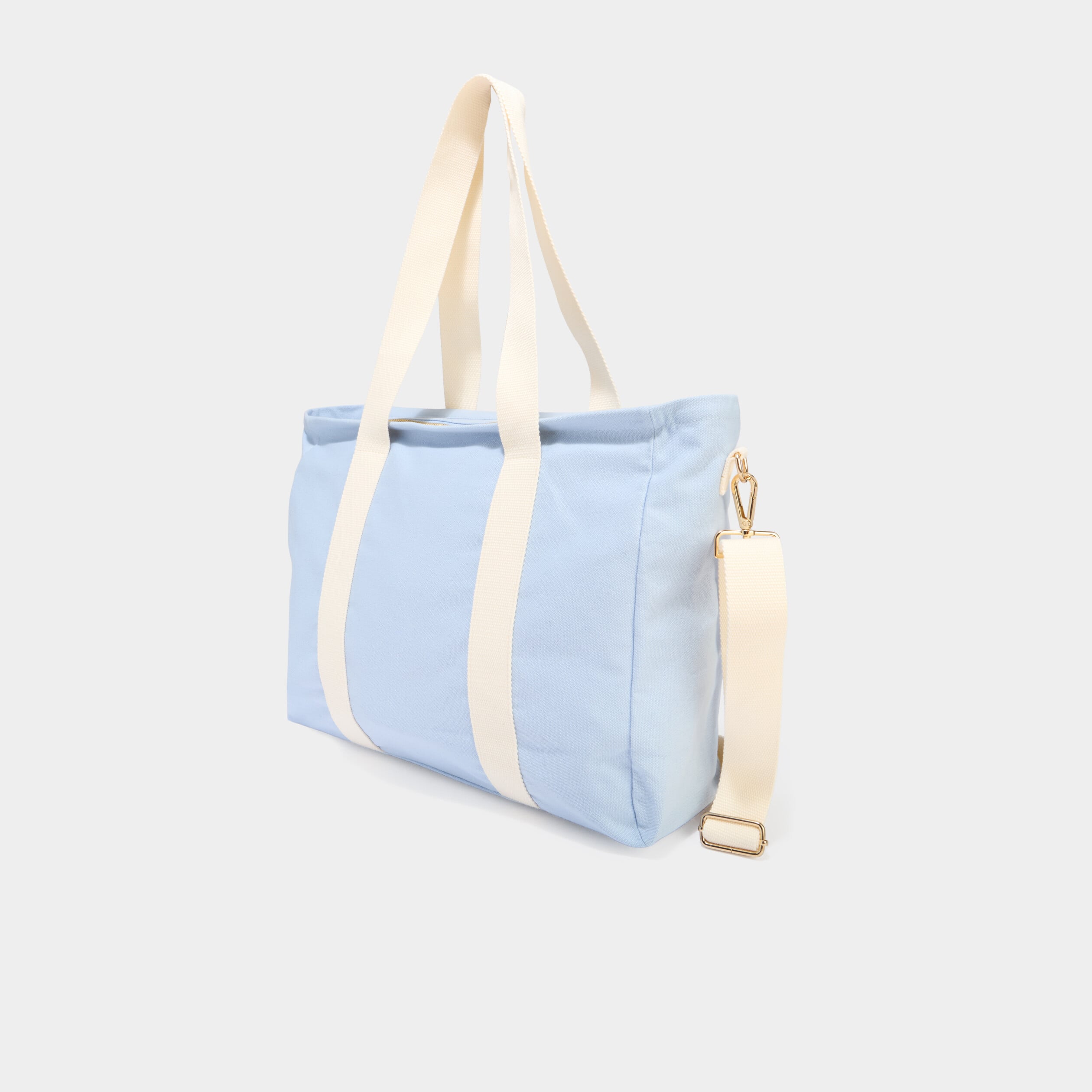 Sac cabas avec bandouli&egrave;re bleu ciel femme