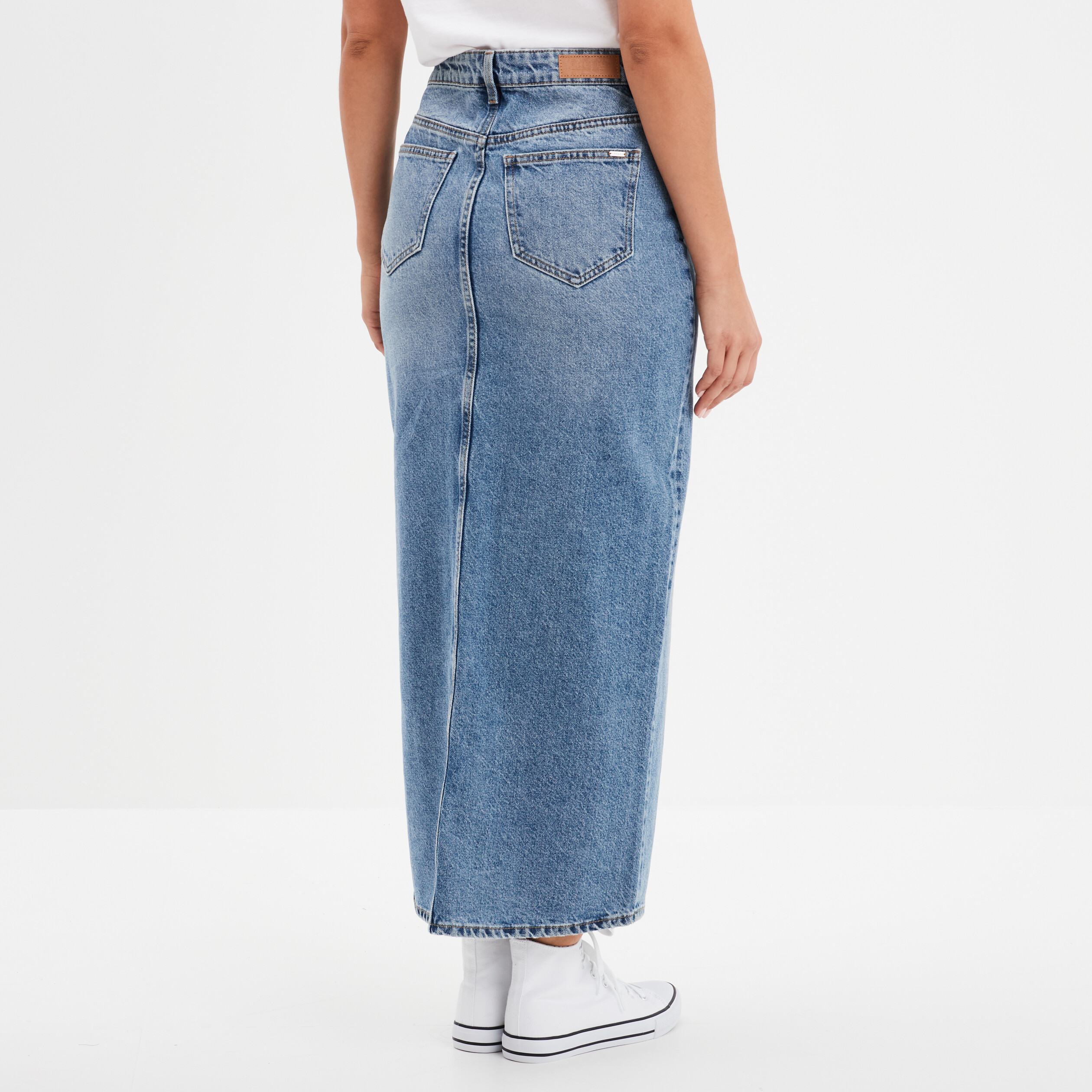 jupe en jean midi fendue denim double stone femme Jupe en jean midi fendue denim double stone femme