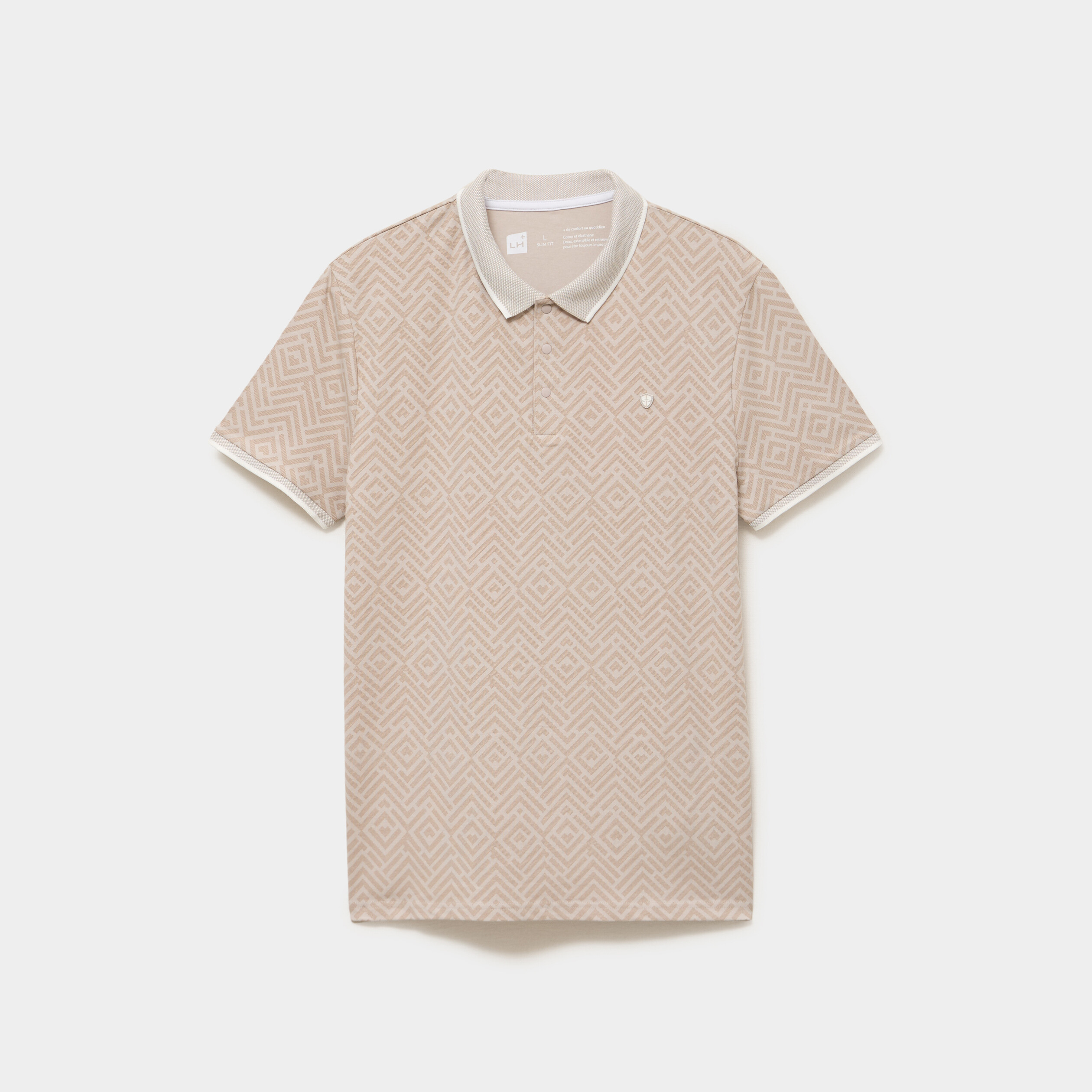 Polo slim manches courtes stretch gris homme