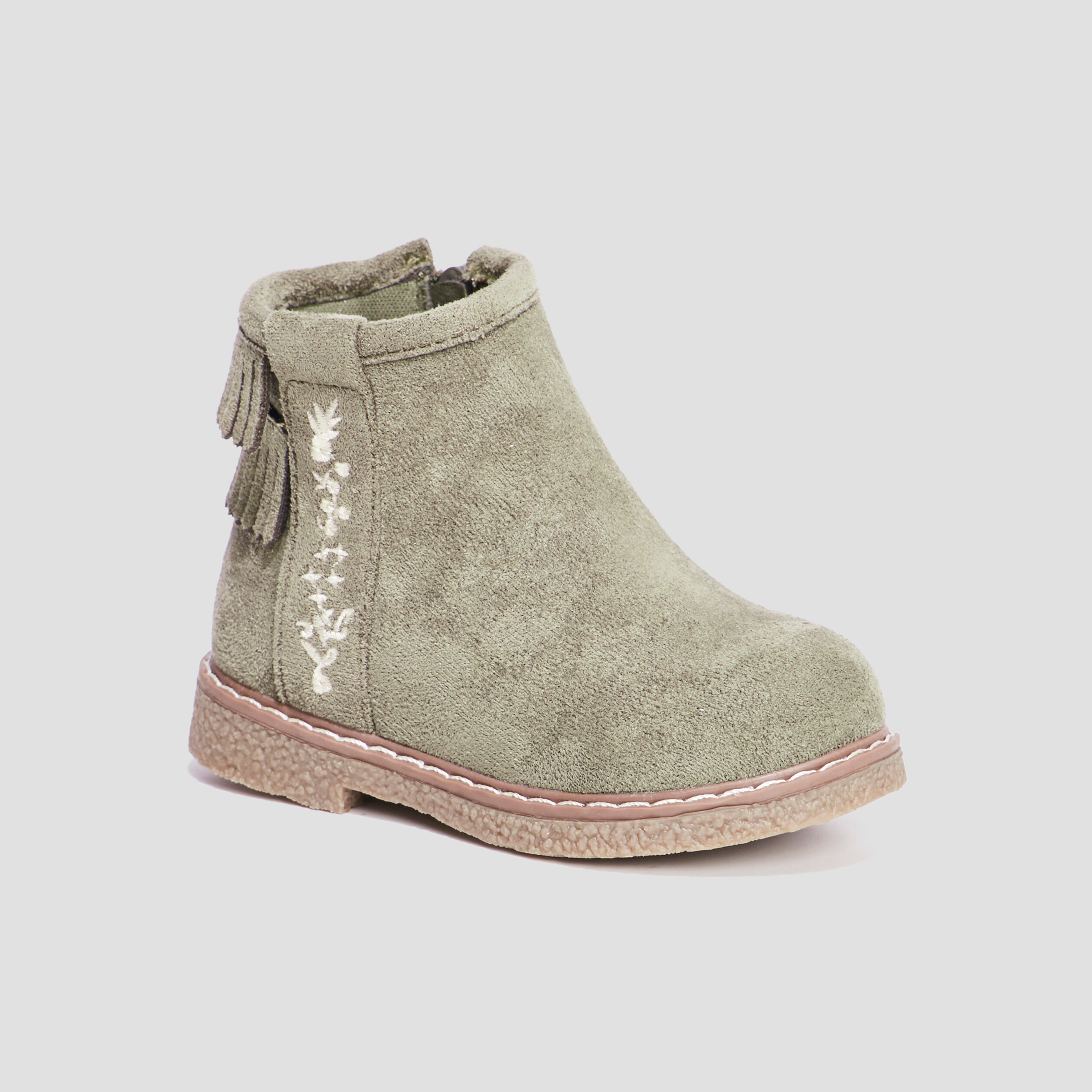 Bottines franges vert kaki b&eacute;b&eacute; fille