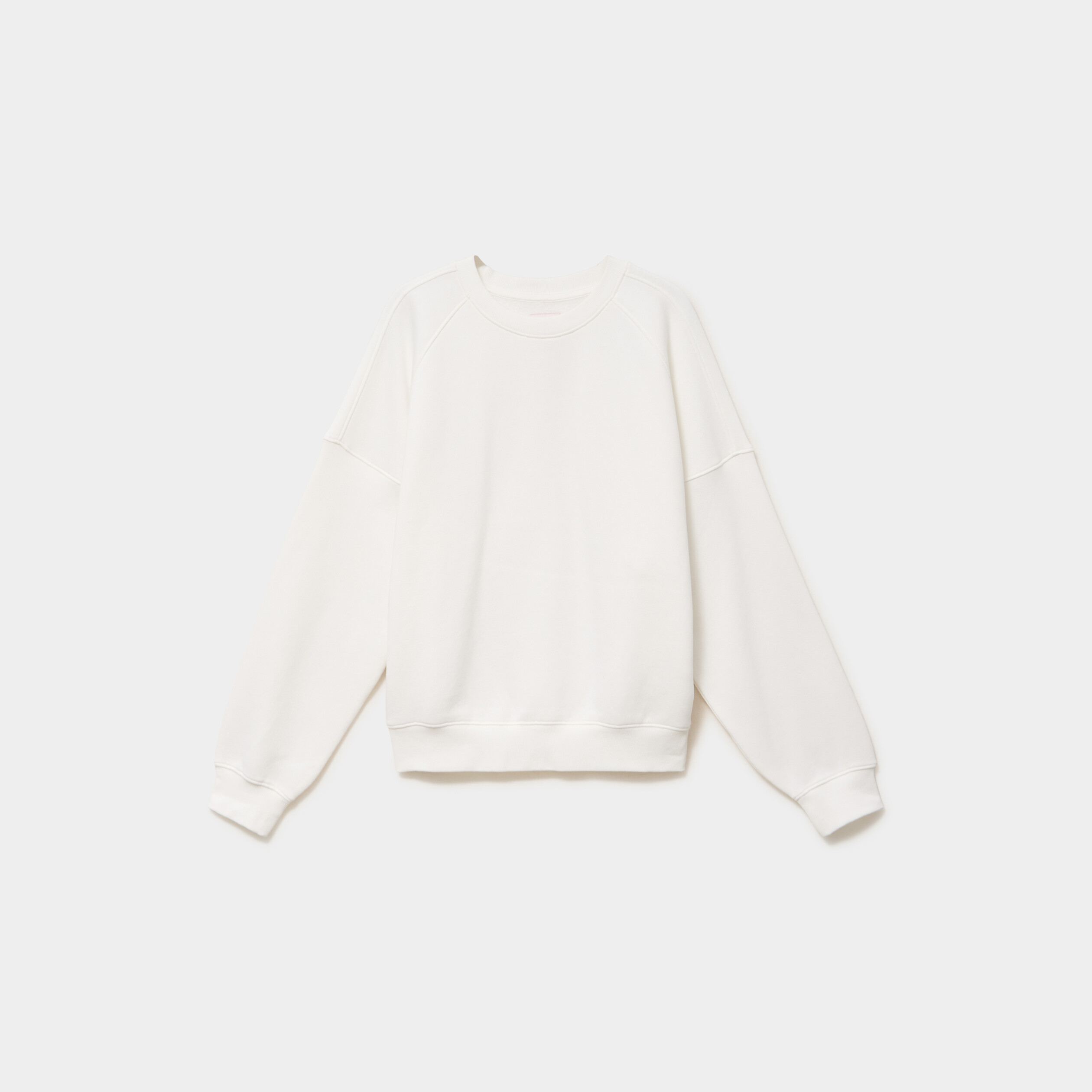 Sweat col rond oversize manches longues blanc femme