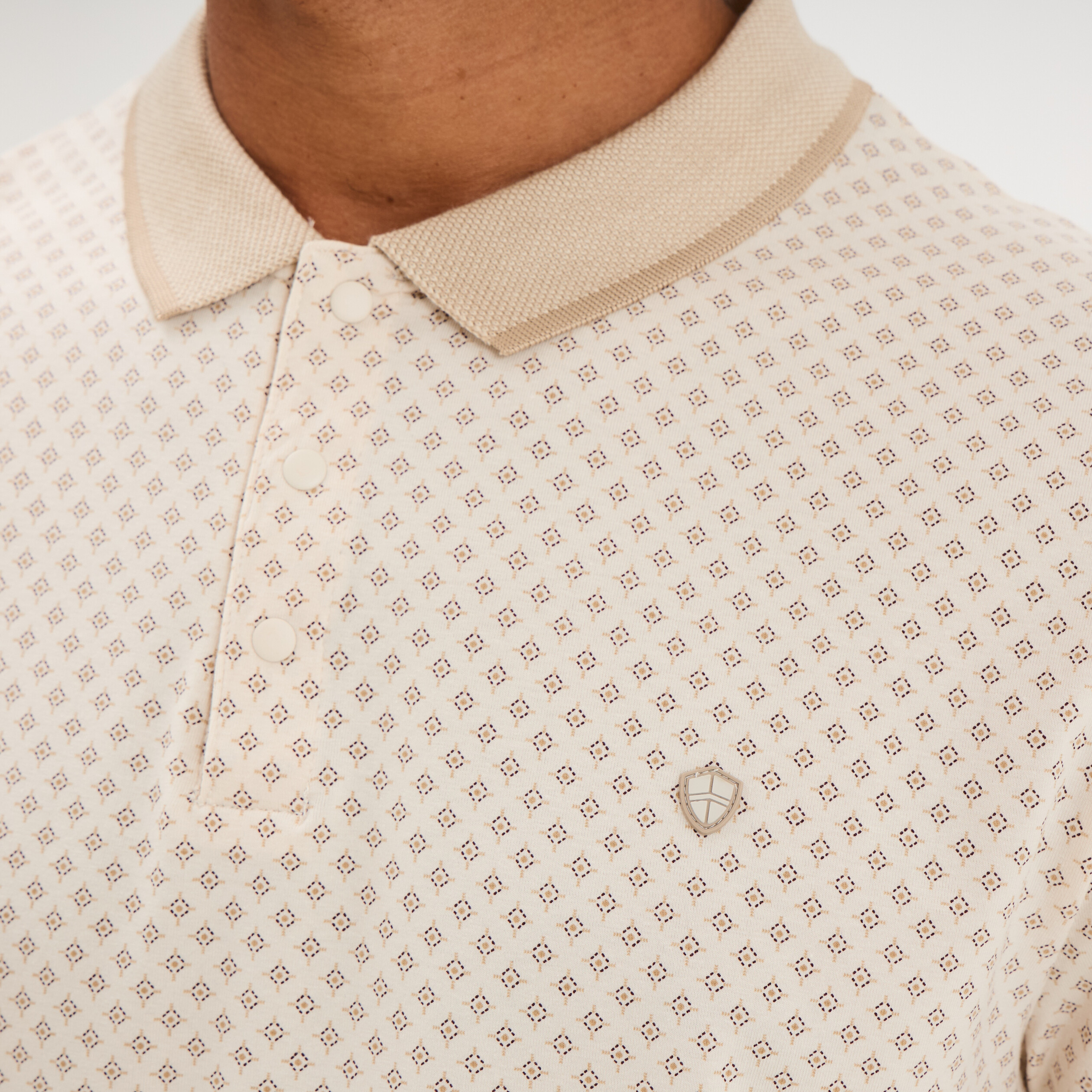 Polo slim manches courtes stretch beige homme