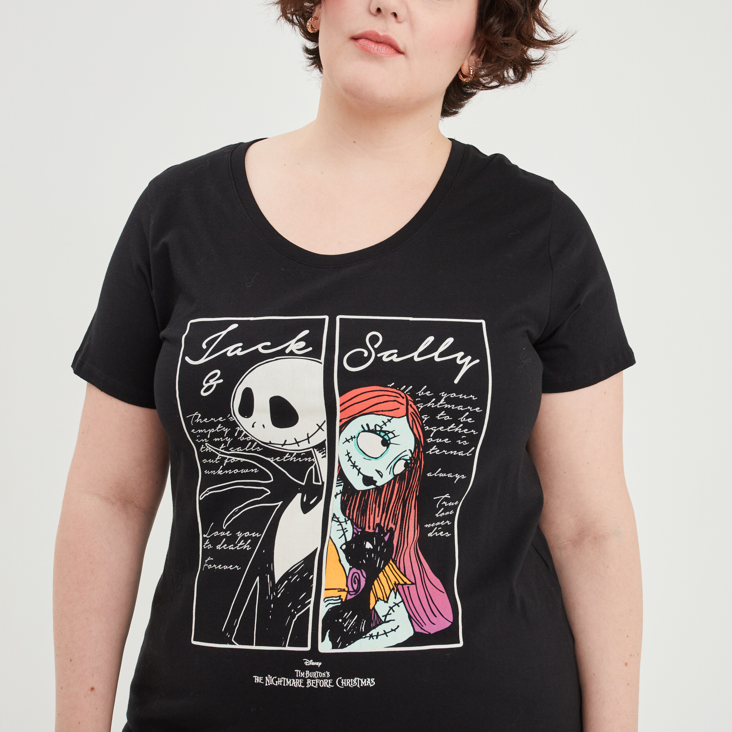 T-shirt Étrange Noël de Monsieur Jack noir femme grande taille