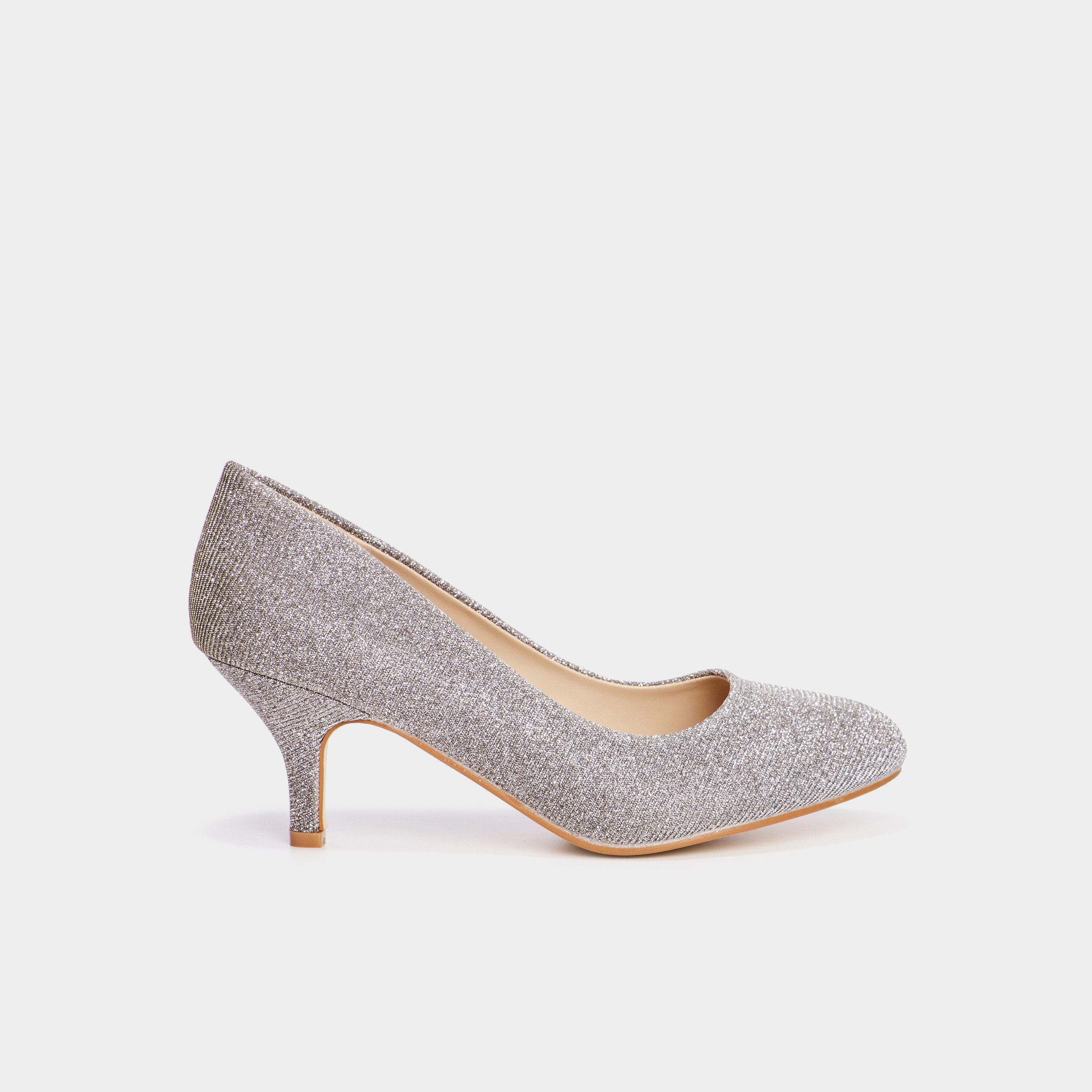 Escarpins à talons et paillettes gris argent femme