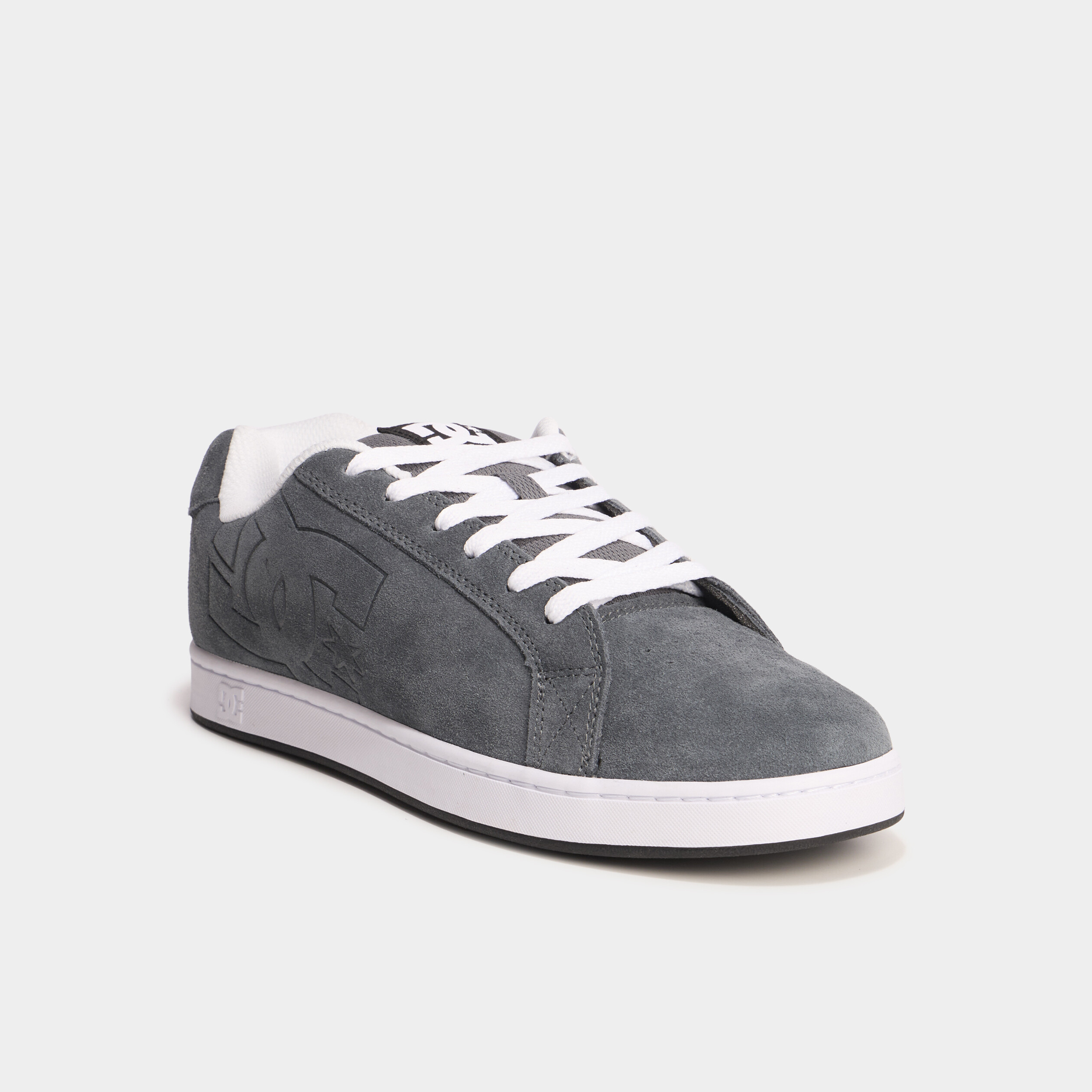 Tennis basses en cuir &agrave; lacets gris homme